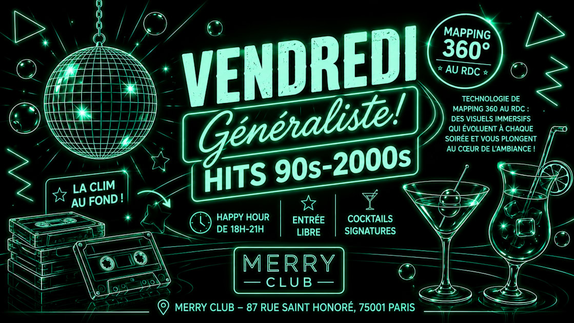 Affiche Merry Friday - Rock Hits 90s-2000 De 18h À 5h30, Paris · Billets Shotgun