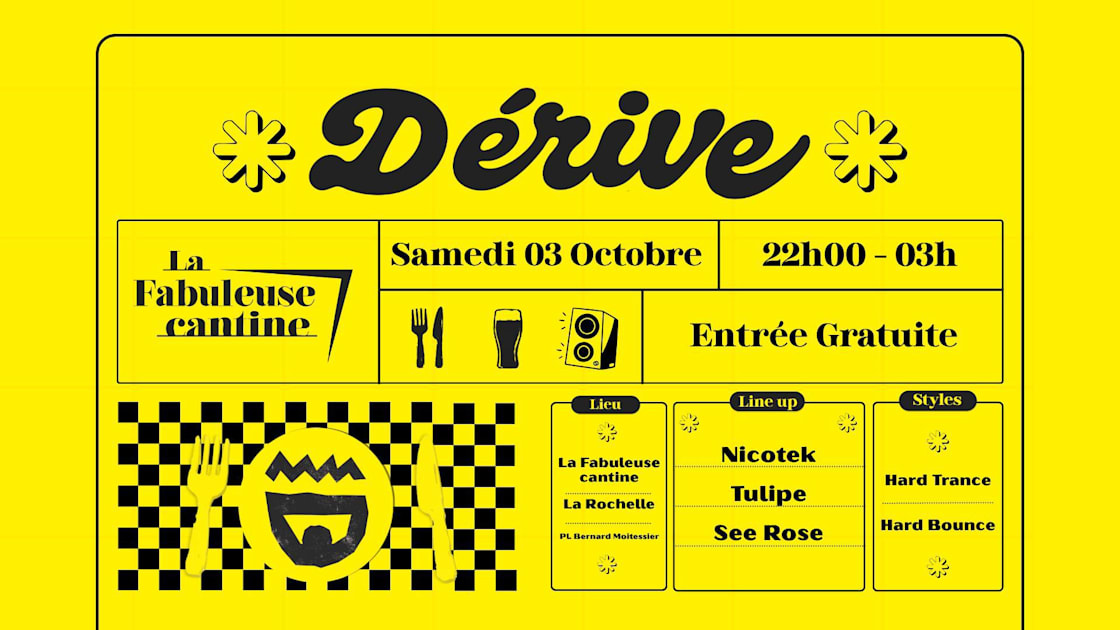 Affiche Dérive X La Fabuleuse Cantine [Gratuit], La Rochelle · Billets Shotgun