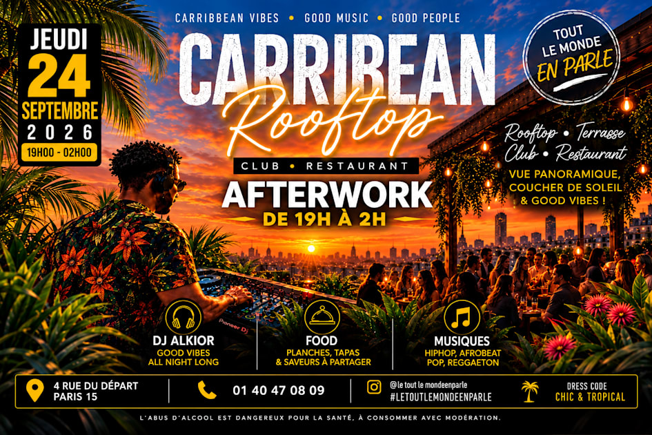 Affiche Afterwork Caribbean &amp; Old Sckool Club &amp; Terrasse, Paris · Billets Shotgun