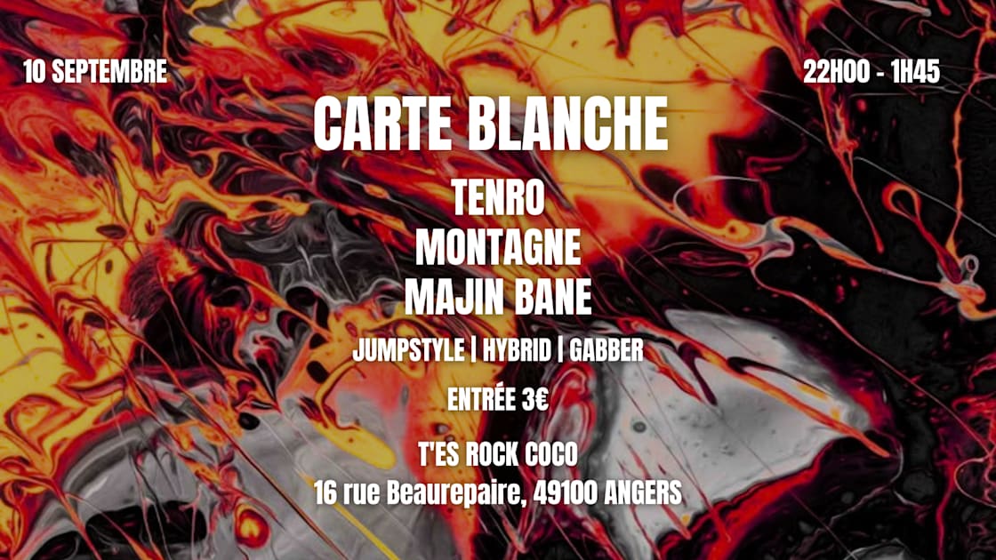 Affiche Carte Blanche #3 - 3€ Sur Place, Angers · Billets Shotgun