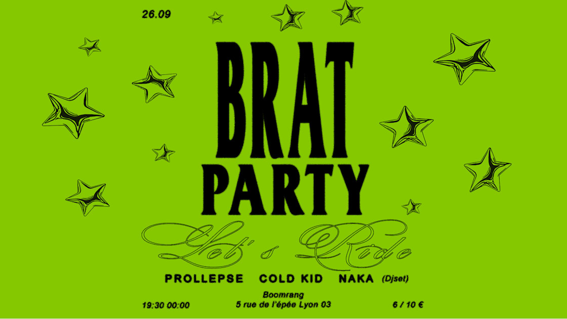 Affiche Charli Party - « Brat Party » Cunty Techno Music, Lyon · Billets Shotgun