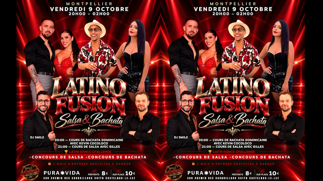 Affiche Soirée Salsa &amp; Bachata •Vendredi 9 Octobre📍Pura Vida Mtp, Castelnau-Le-Lez · Billets Shotgun