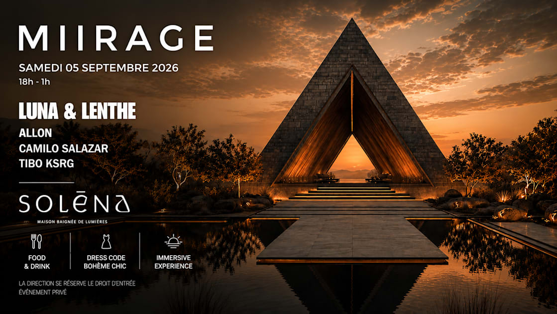 Affiche Miirage X Solena 05.09, Lattes · Billets Shotgun