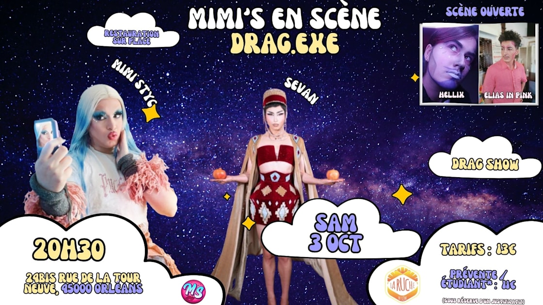 Affiche Mimi's En Scène : Drag.Exe, Orléans · Billets Shotgun