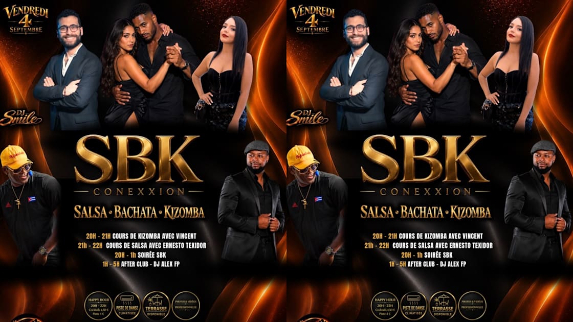 Affiche Soirée Sbk Salsa Bachata Kiz/ Vendredi 4 Sept Club Austra, Montpellier · Billets Shotgun
