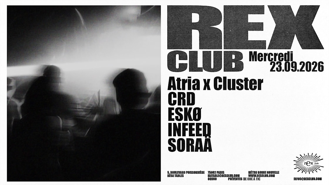 Affiche Atria X Cluster: Crd, Eskø, Infeed, Soraä, Paris · Billets Shotgun