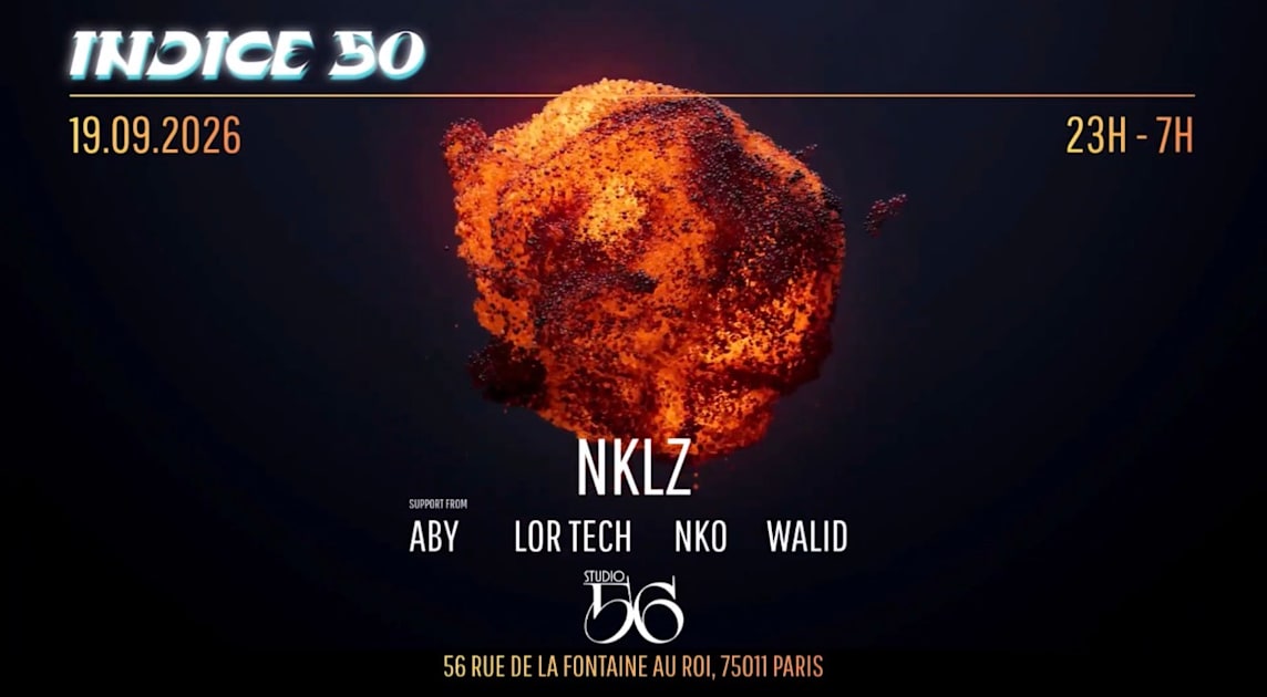 Affiche Indice 50 X Studio 56 W/ Nklz, Aby, Lor Tech, Nko, Walid, Paris · Billets Shotgun