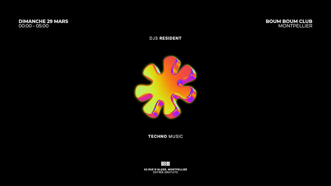 Boum Boum : Djs Resident - Soirée techno le dim 29 mars à Boum Boum
