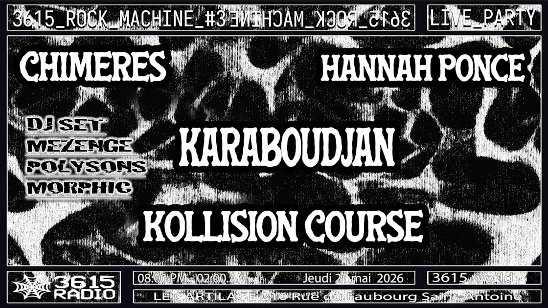Kollision course - Soirée techno le jeu 21 mai à Cartilage