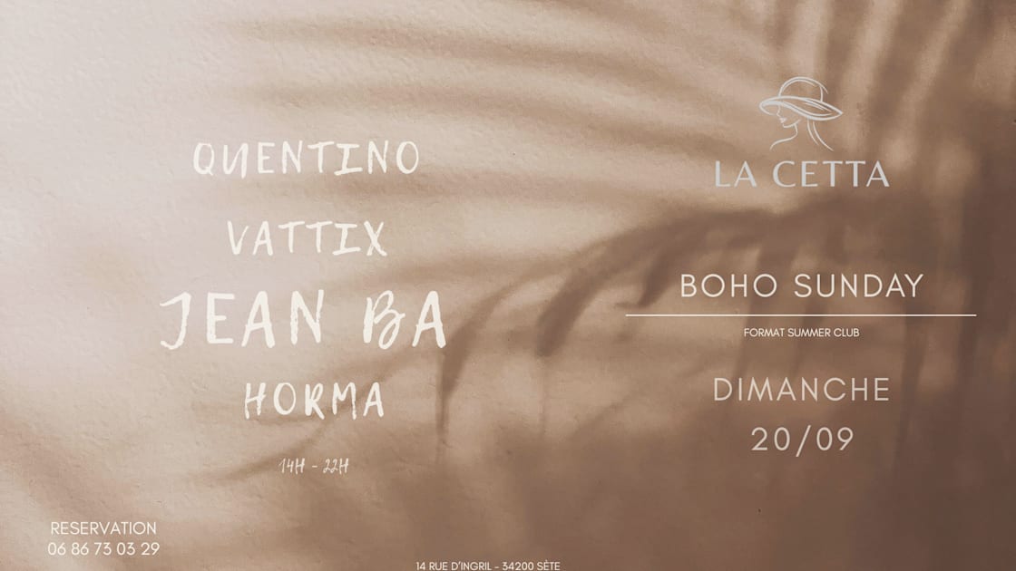 Affiche Boho Sunday - La Cetta - 20 Septembre 2026, Sète · Billets Shotgun