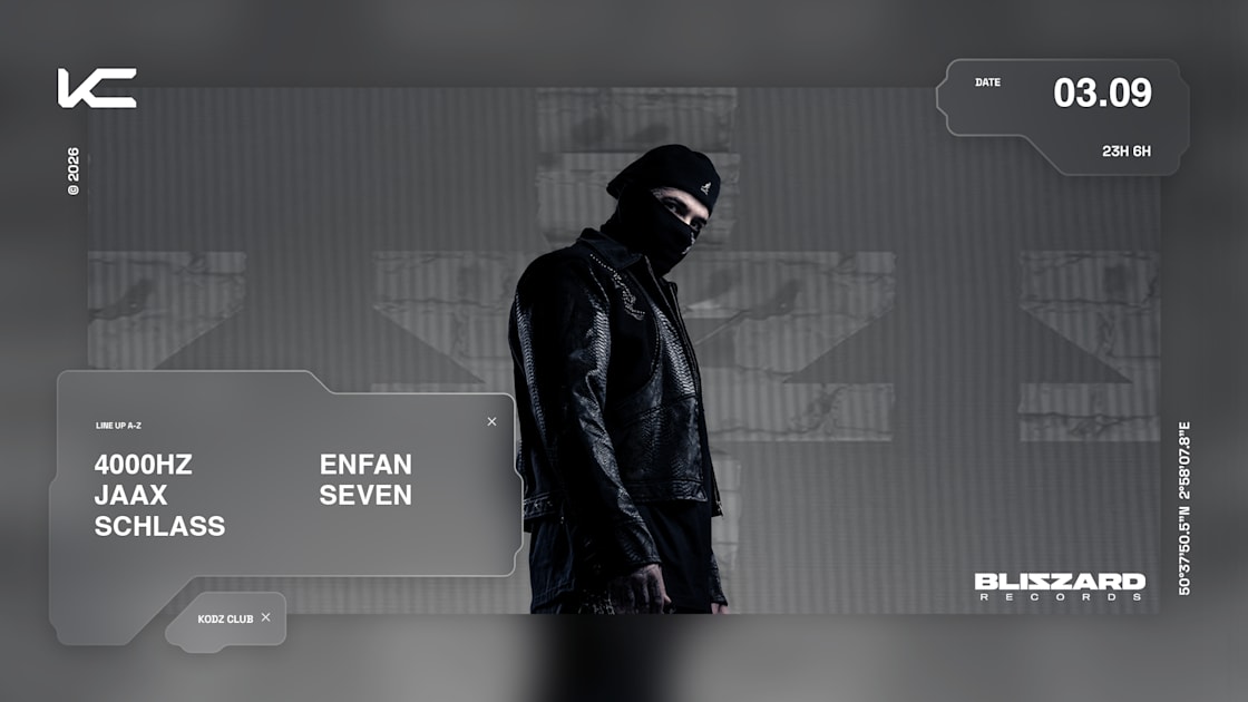 Affiche Kodz X Blizzard Presents Schlass - Enfan - 4000hz &amp; More, Englos · Billets Shotgun