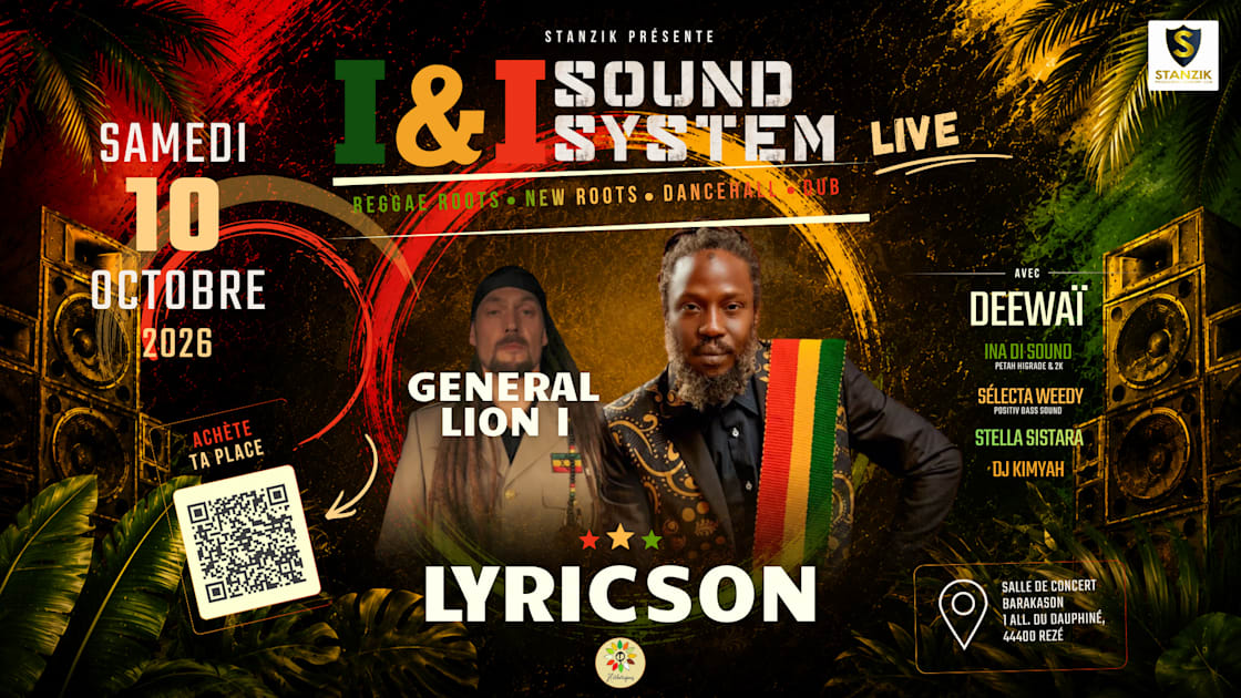 Affiche I&I Sound System Live #1 – Lyricson, Rezé · Billets Shotgun