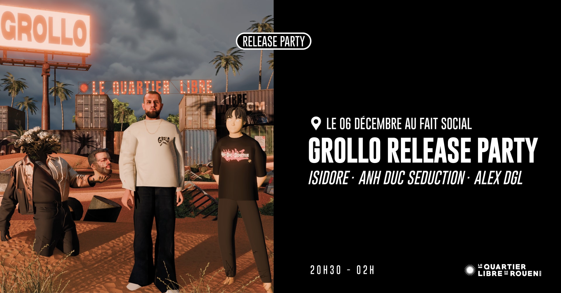 👉 Pour célébrer la sortie de son nouveau projet, Grollo investit le Fait Social pour une Release Party mémorable 🔊 Prends vite ta place 🔥