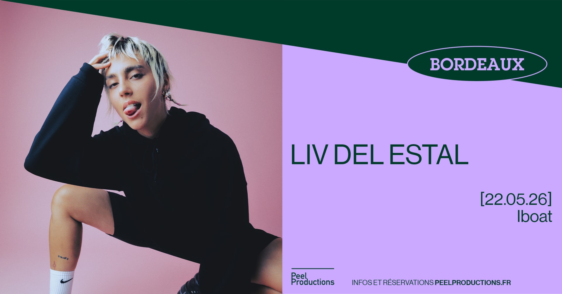 Entre rage d’exister et énergie nocturne, Liv del Estal investit la scène de l’IBOAT à Bordeaux le 22 mai pour un live aussi intime qu’explosif 💥 prends vite ta place ! 🎟️