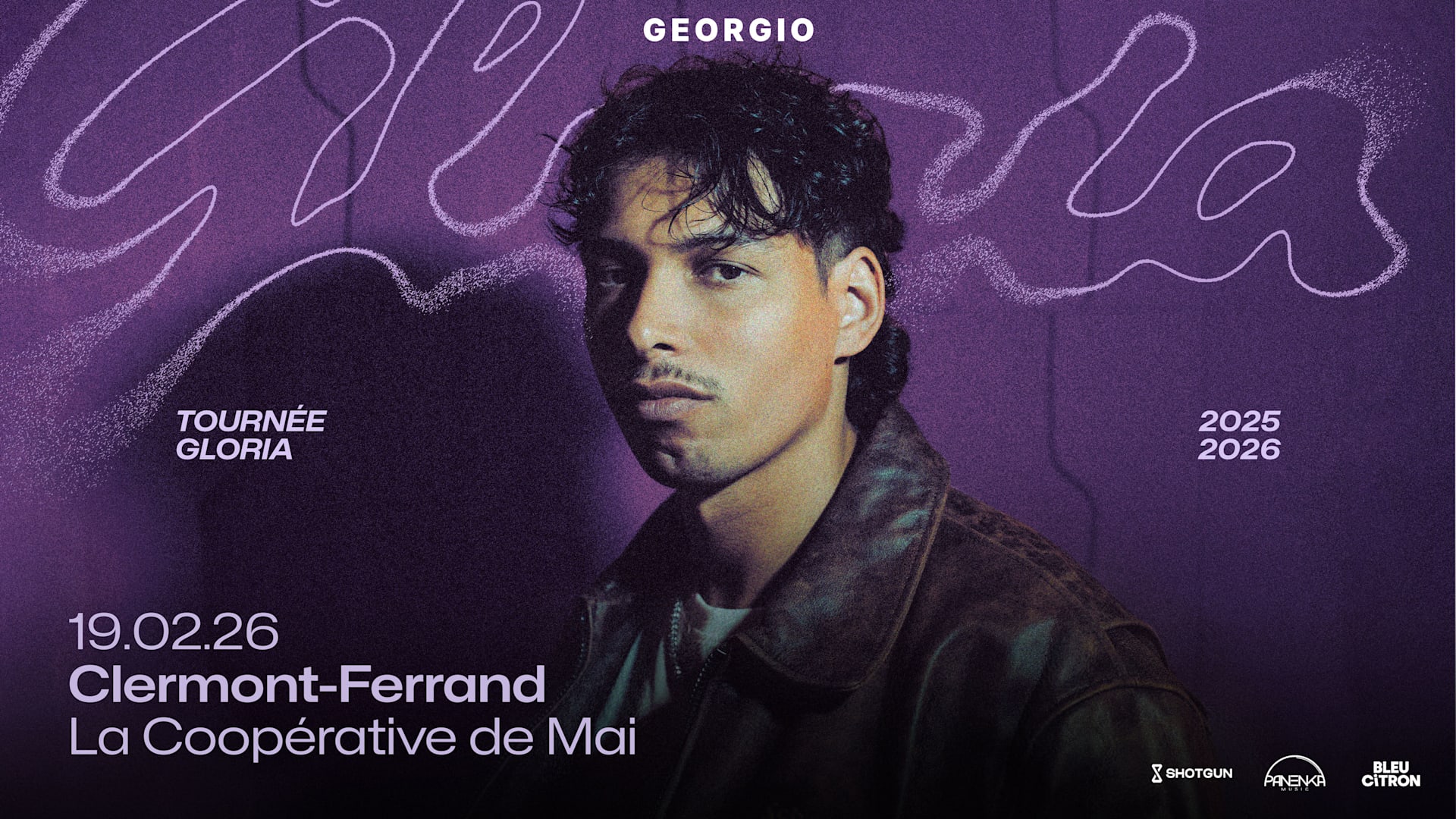 🎉 Georgio en concert à Clermont-Ferrand le 19 février ! Après un retour très attendu, il repart en tournée avec son nouvel album "Gloria". La billetterie est ouverte : prends vite ta place pour ne pas manquer ça ! 🔥🔊