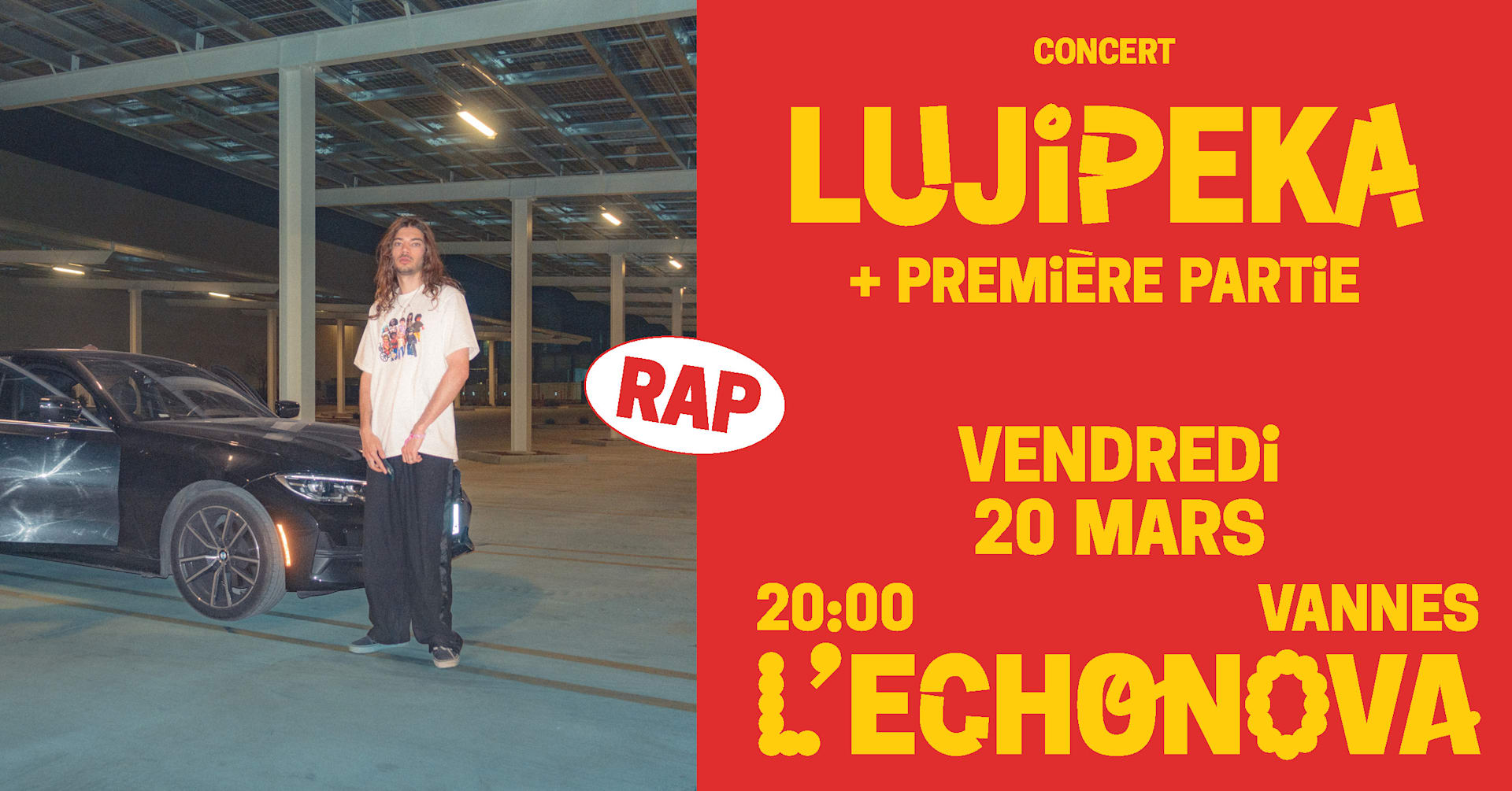 Lujipeka pose ses valises à L’Echonova le 20 mars 🎤 Le rappeur revient sur scène à Saint-Avé avec une première partie à découvrir 👀 Prend ta place pour ne pas manquer ça !