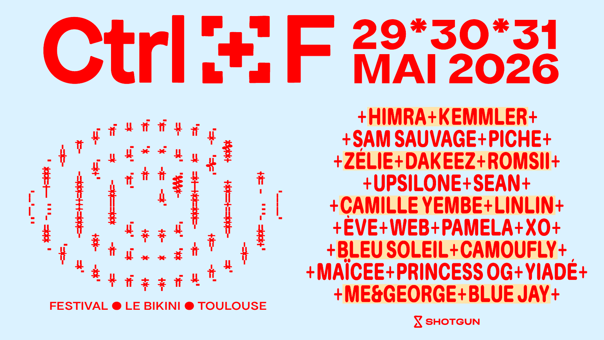 ❣️ Du 29 au 31 mai, le Bikini accueille la première édition du Ctrl+F Festival. Retrouve Zélie, Himra, Sam Sauvage & d’autres talents émergents. Prends vite ta place pour ne pas manquer ça 🎟️