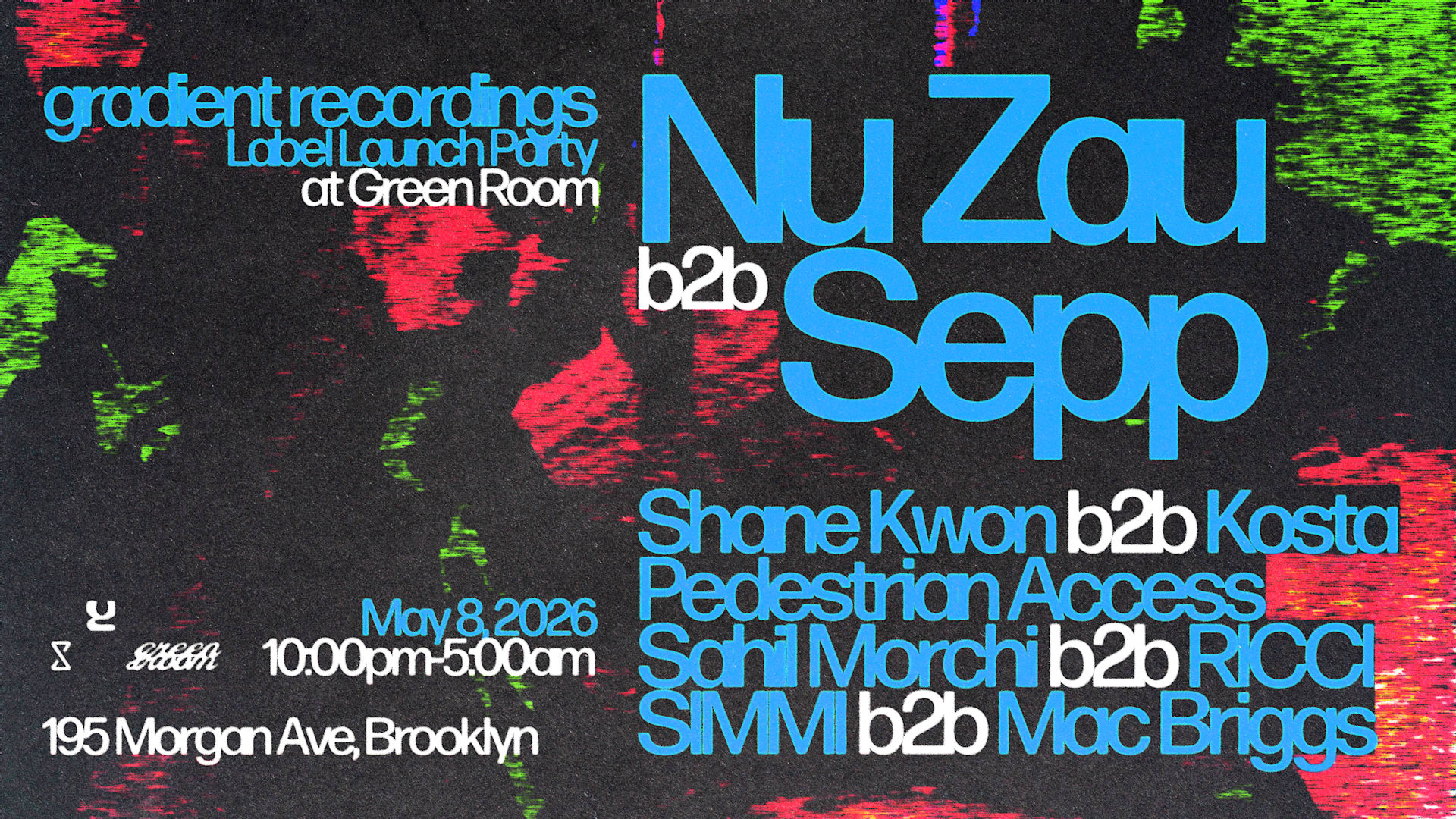 Gradient Recordings is a new label aimed at elevating the next generation of underground dance music. Celebrate their debut at Green Room with a rare b2b from Nu Zau and Sepp.