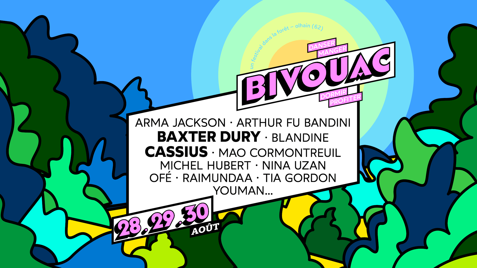 ⛺️ Du 28 au 30 août, le Festival Bivouac te donne rendez-vous dans la forêt d’Olhain pour un week-end entre détente et concerts en plein air avec Odezenne, Cassius, Chilla & more. Prends ta place et laisse-toi transporter 🎟️