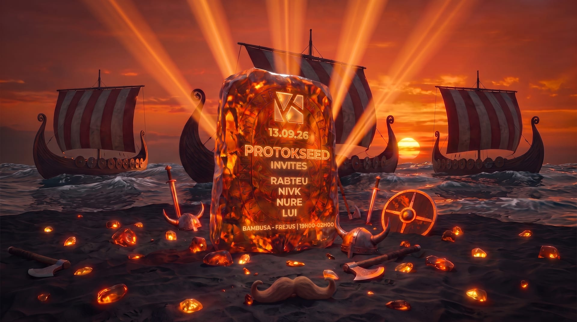 ⛓️ Le 13 septembre, rdv au Bambusa Plage pour une nuit curatée par Protokseed lui-même avec Rabteu, NIVK, Nure & more. Un voyage sonore entre hard techno, acid et raw qui te fera danser jusqu’au lever du jour. Prends ta place sans attendre 🎟️