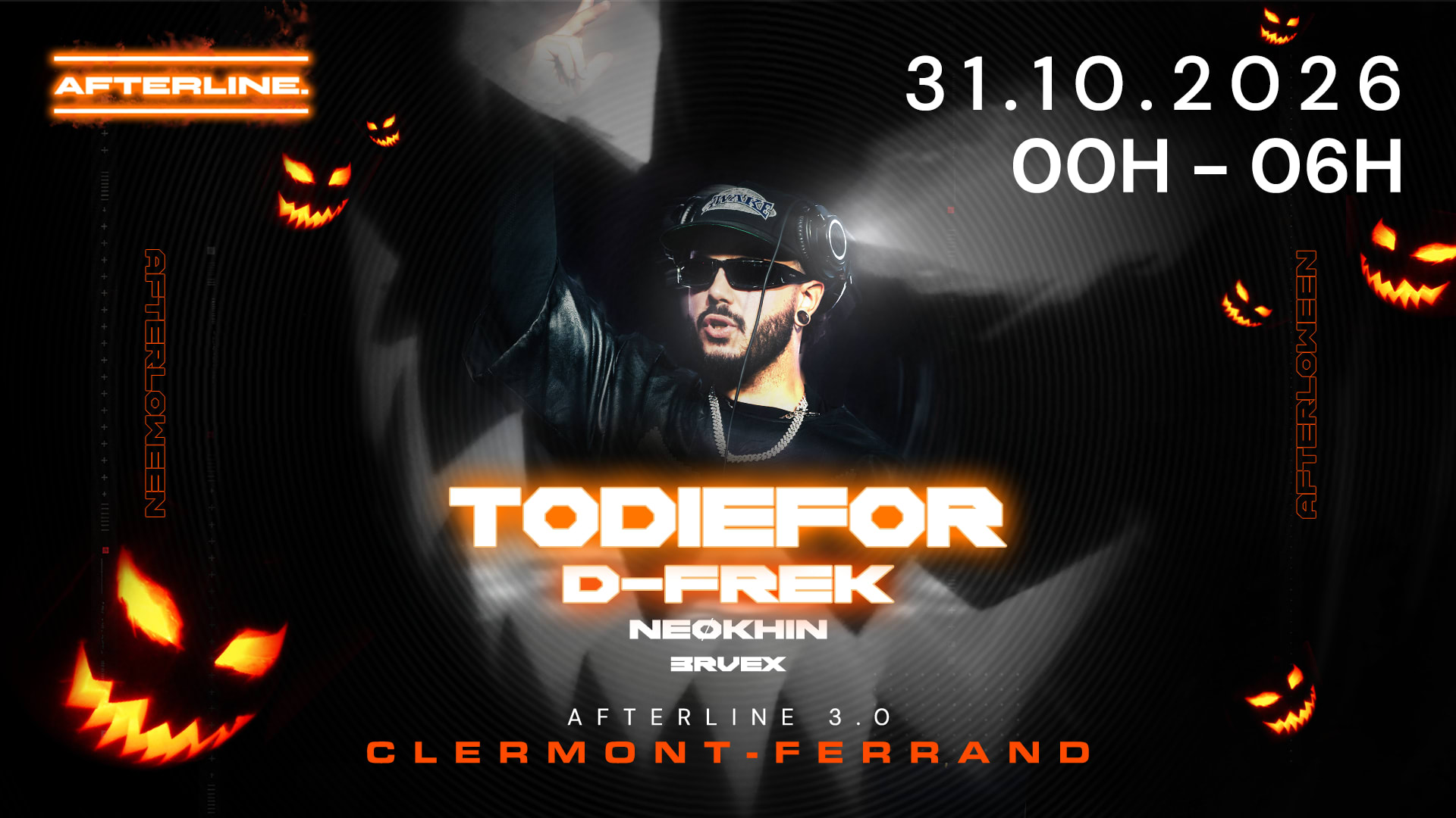 🩸 Todiefor, D-Frek & more vont retrouver Afterline pour Halloween avec une rave chaotique. Prends ta place pour ta dose de BPM 🎟️