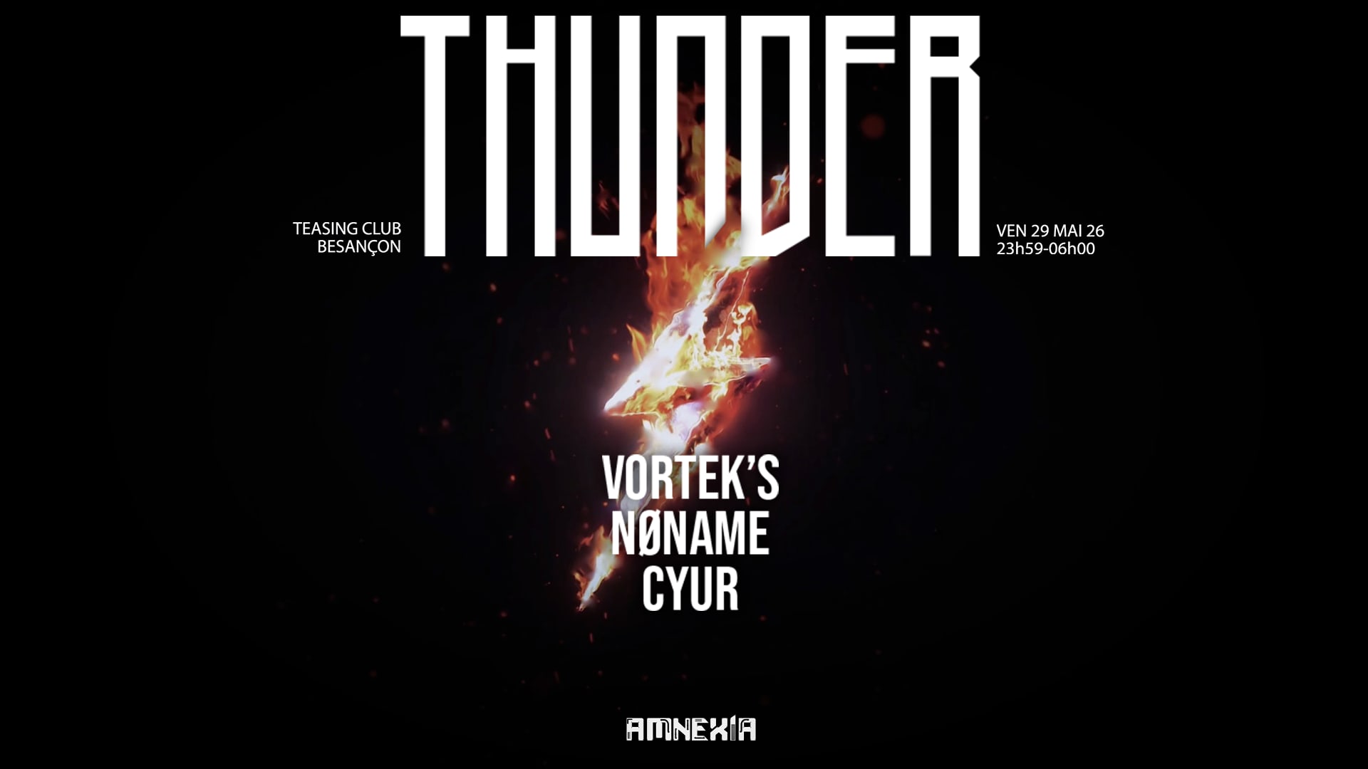 🔥 Thunder débarque au Teasing Club le 29 mai pour 6h de rave hard techno. Vortek’s, NØNAME & more vont tout retourner 🔊 Prends ta place pour ne pas manquer ça 🎟️
