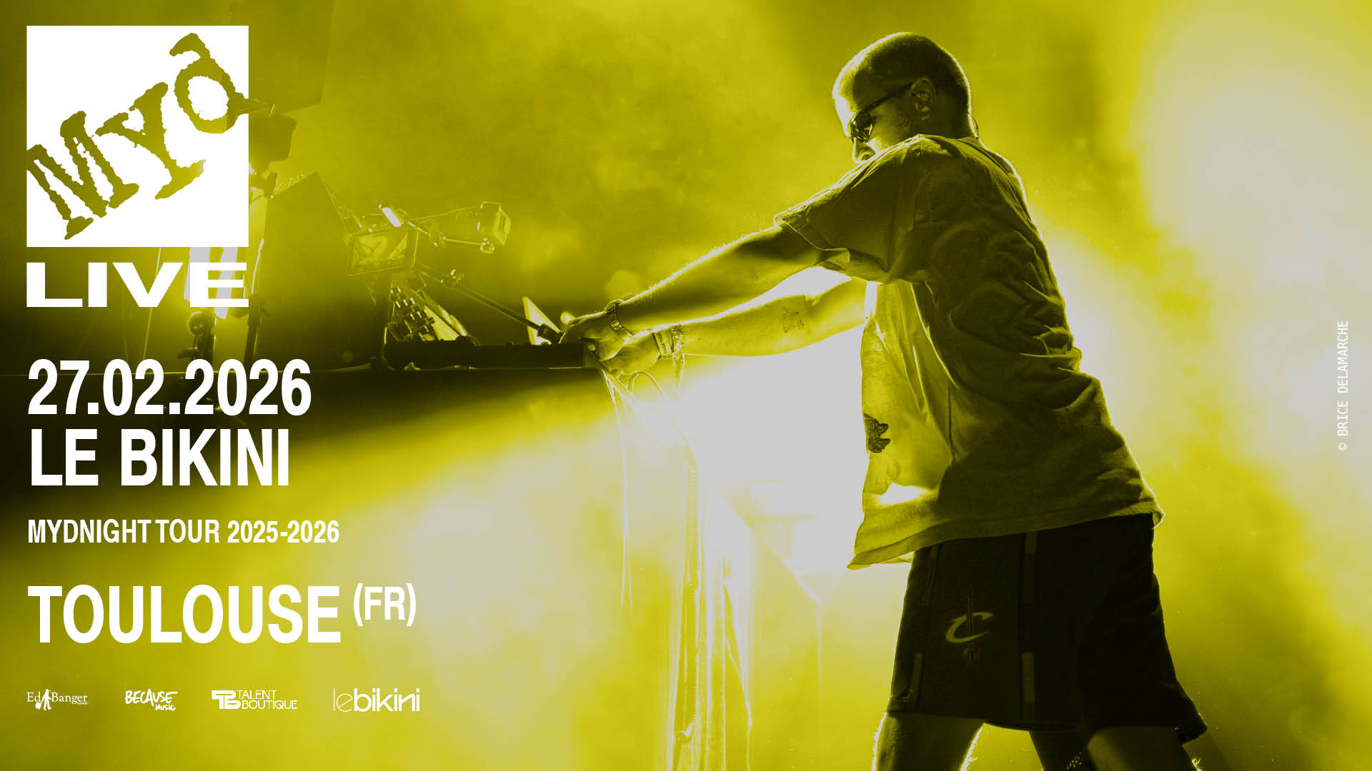 Myd investit le Bikini à Toulouse le 27 février avec 'Mydnight', un nouvel album taillé pour le club, entre euphorie collective et mélancolie nocturne. Rendez-vous sur le dancefloor 🎟️