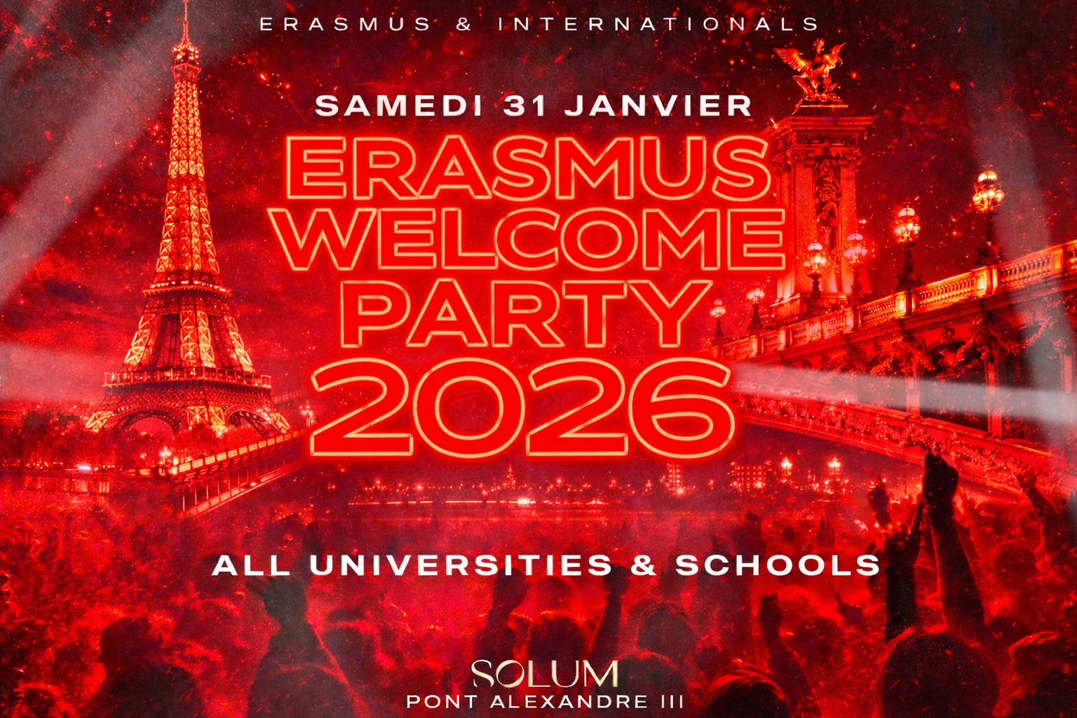 Erasmus Welcome Party 2026 - Solum Pont Alexandre III