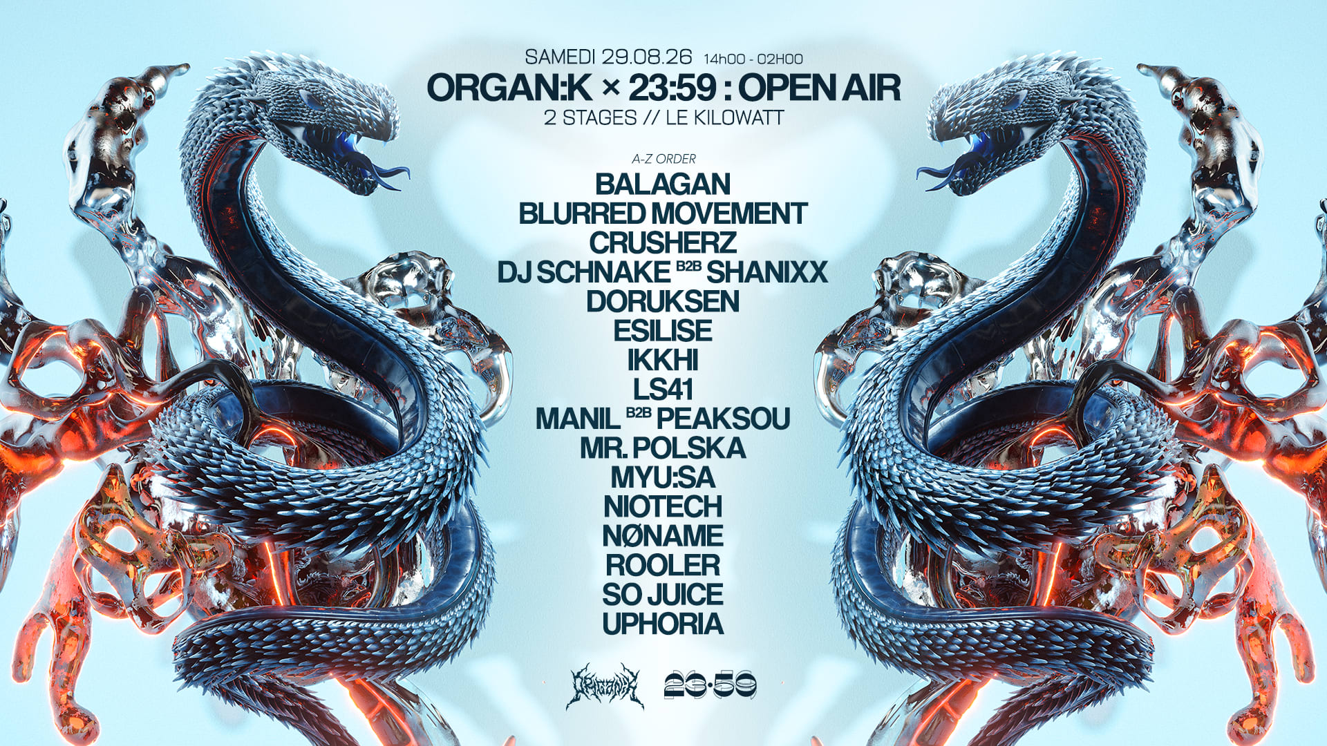 🩵 Organïk et 23:59 s’associent pour un open air XXL au Kilowatt le 29 août. La crème de la hard music te donne rendez-vous avec Crusherz, Peaksou, Mr. Polska & more 🔊 Prends ta place sans attendre 🎟️