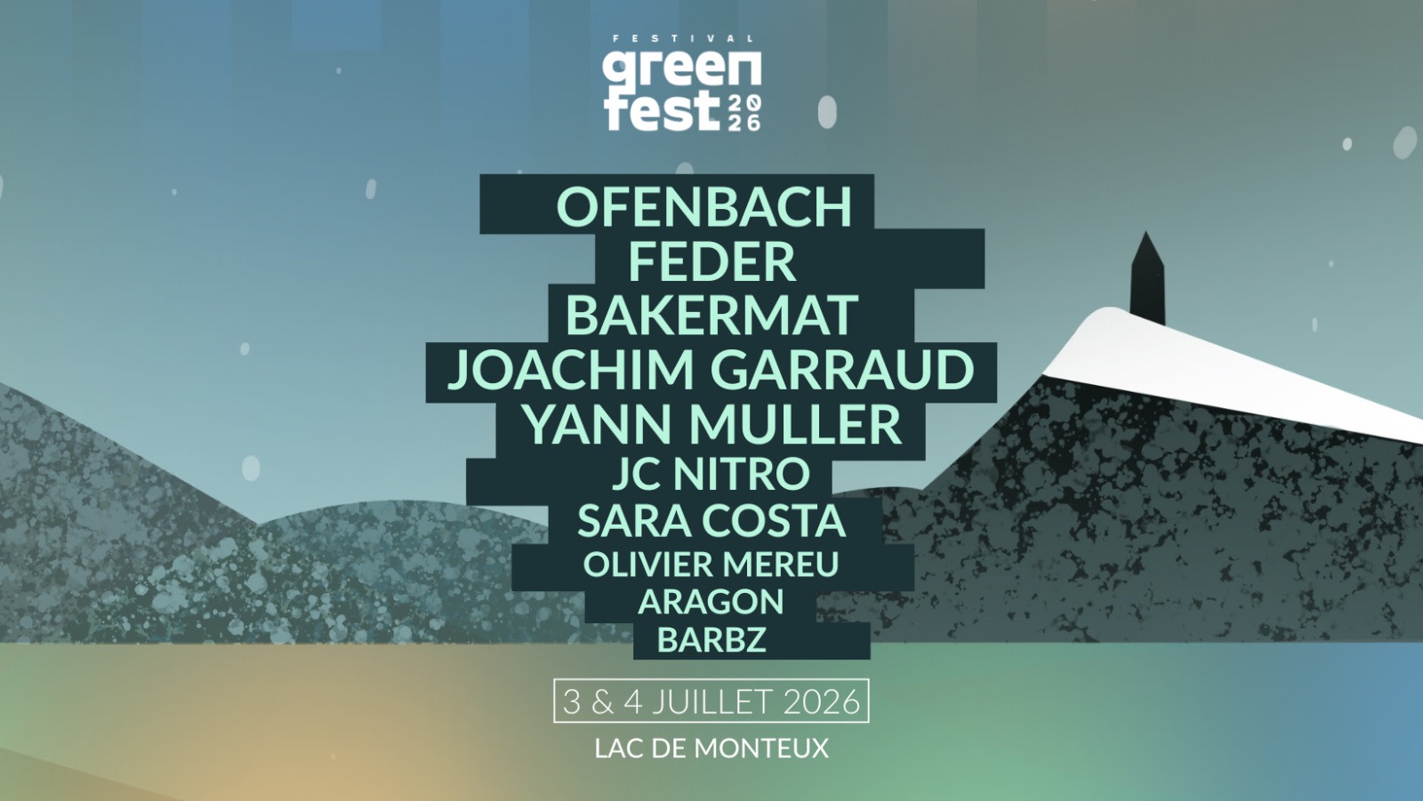 🌿 Le Green Festival revient les 3 & 4 juillet pour une nouvelle édition autour du lac de Montreux ✨ Il te réserve un line-up d’exception avec Ofenbach, FEDER, Bakermat & more.
Prends ta place et rejoins l’aventure 🎟️