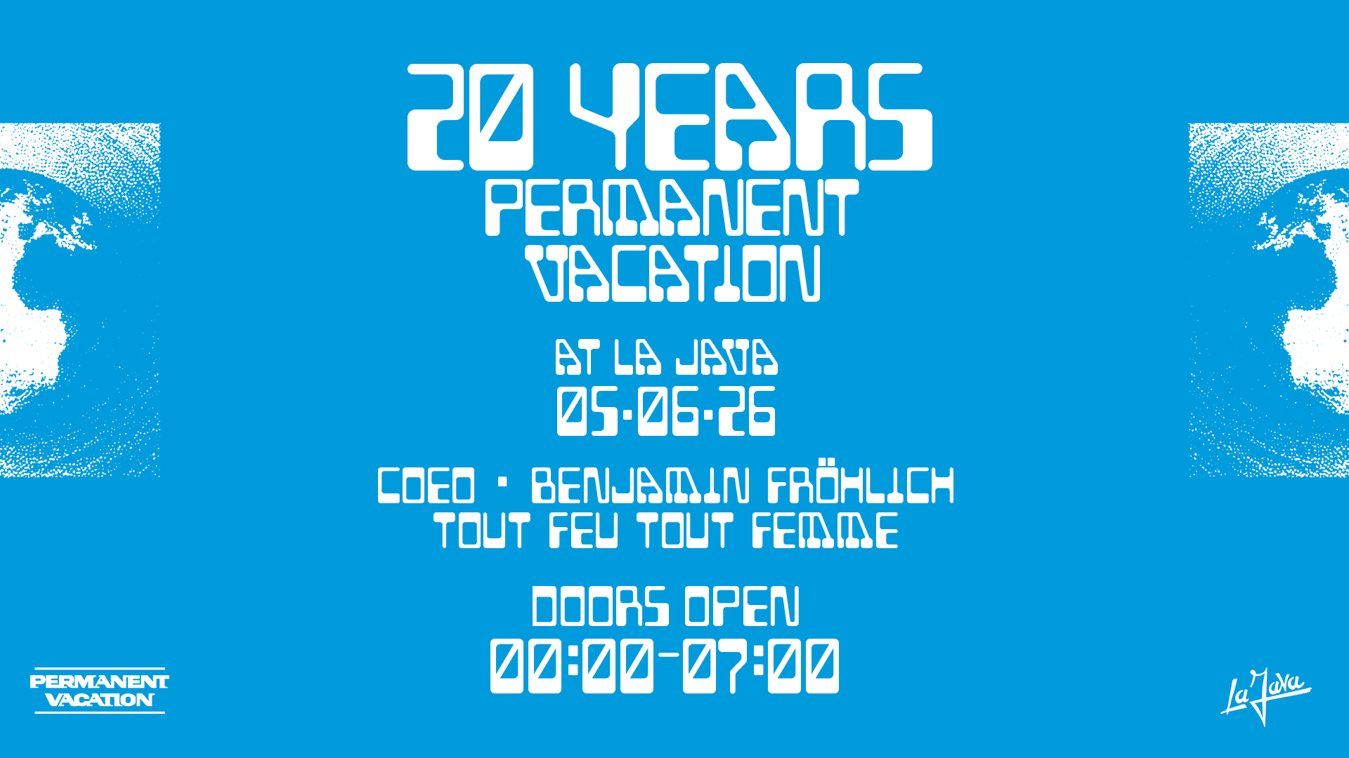 ✨ Viens célébrer les 20 ans du label allemand Permanent Vacation à la Java le 5 juin 🪩 Benjamin Fröhlich, Coeo & more te préparent une nuit entre nu-disco, house & trance que tu ne veux pas louper. Prends ta place et viens danser 🎟️🕺