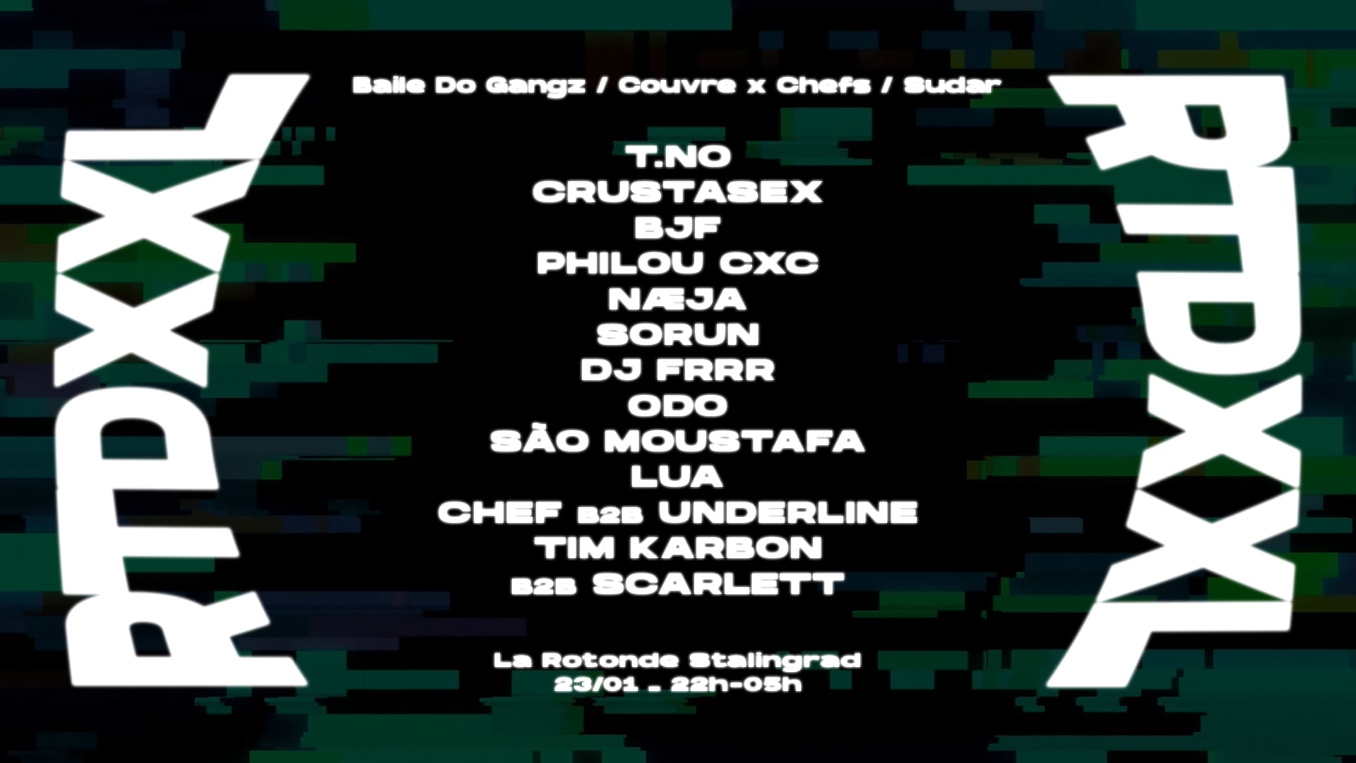 Baile do Gangz/Couvre x Chefs/Sudar: T.NO · Crustasex & more