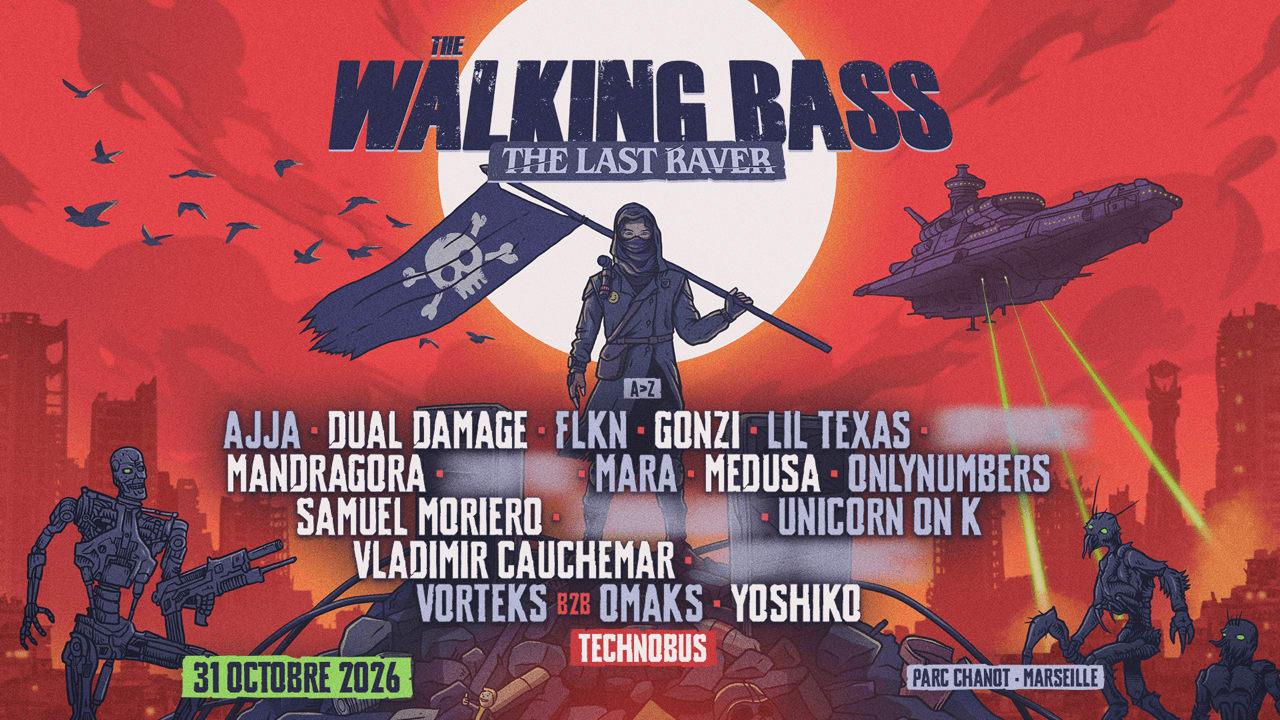 Le 31 octobre au Parc Chanot, le Walking Bass Festival revient pour une nuit électro psytrance, hard techno, dnb et hardcore pour vivre Halloween comme jamais 🎃 Prends vite ta place ! 🎫