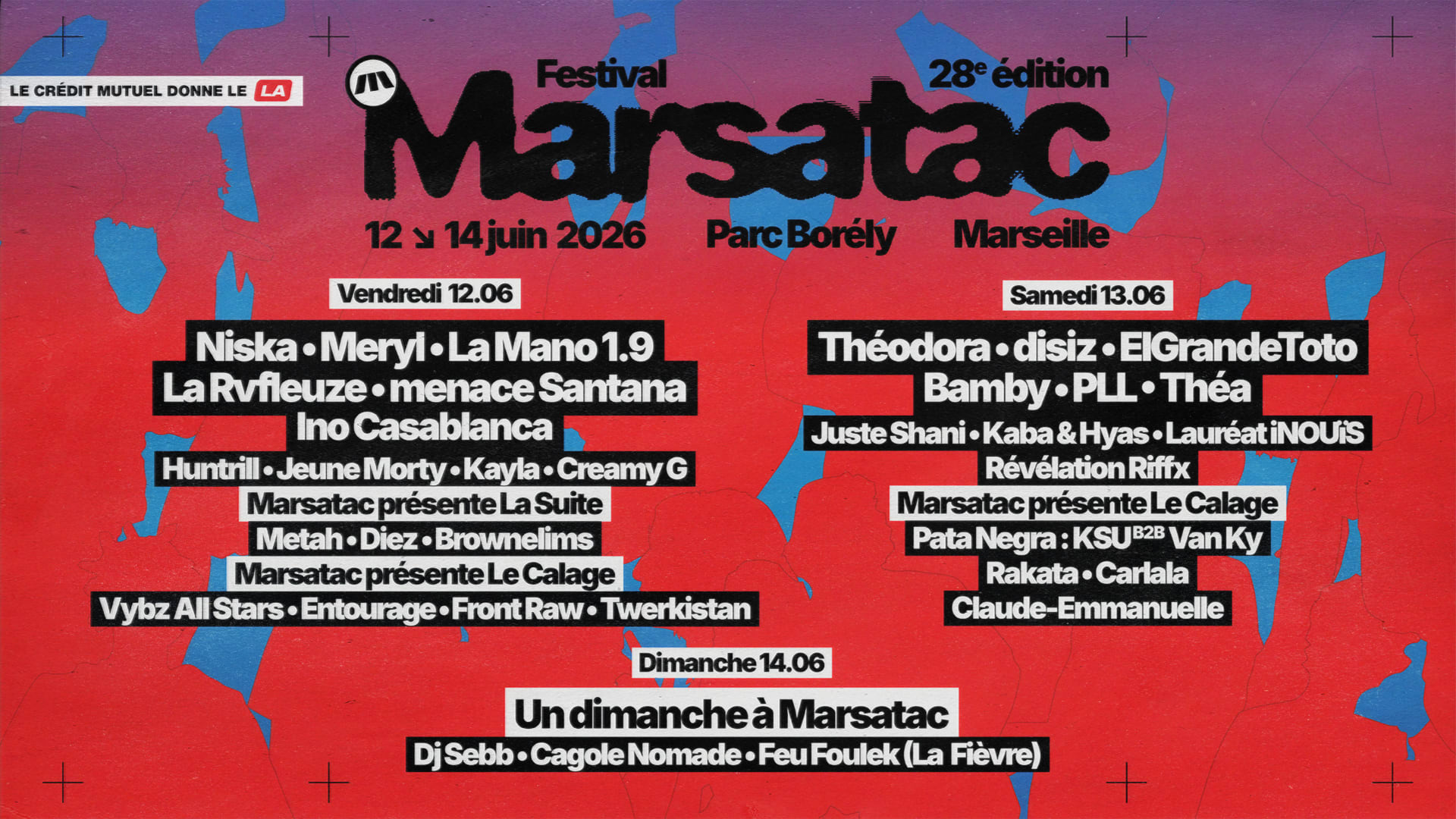 Trois jours, trois scènes, un ADN affirmé : découvre la programmation complète de Marsatac ⚡️ Chope ton pass maintenant et rendez-vous du 12 au 14 juin à Marseille 😎