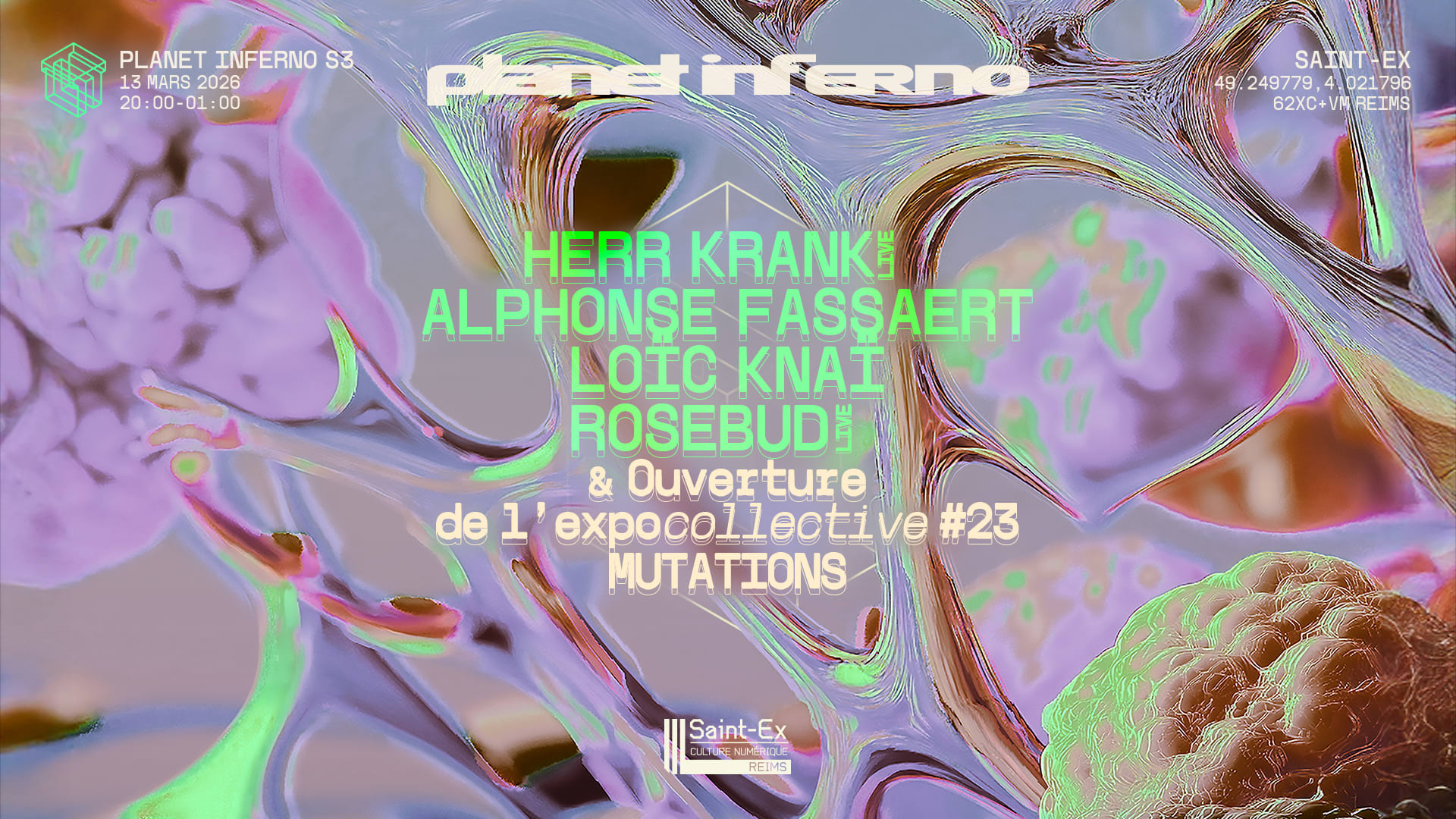 Planet Inferno est de retour 👀 Le festival techno & house accompagne l’ouverture de l’expocollective de Reims le 13 mars, avec un scénographie spécialement pensée pour l’occasion ✨