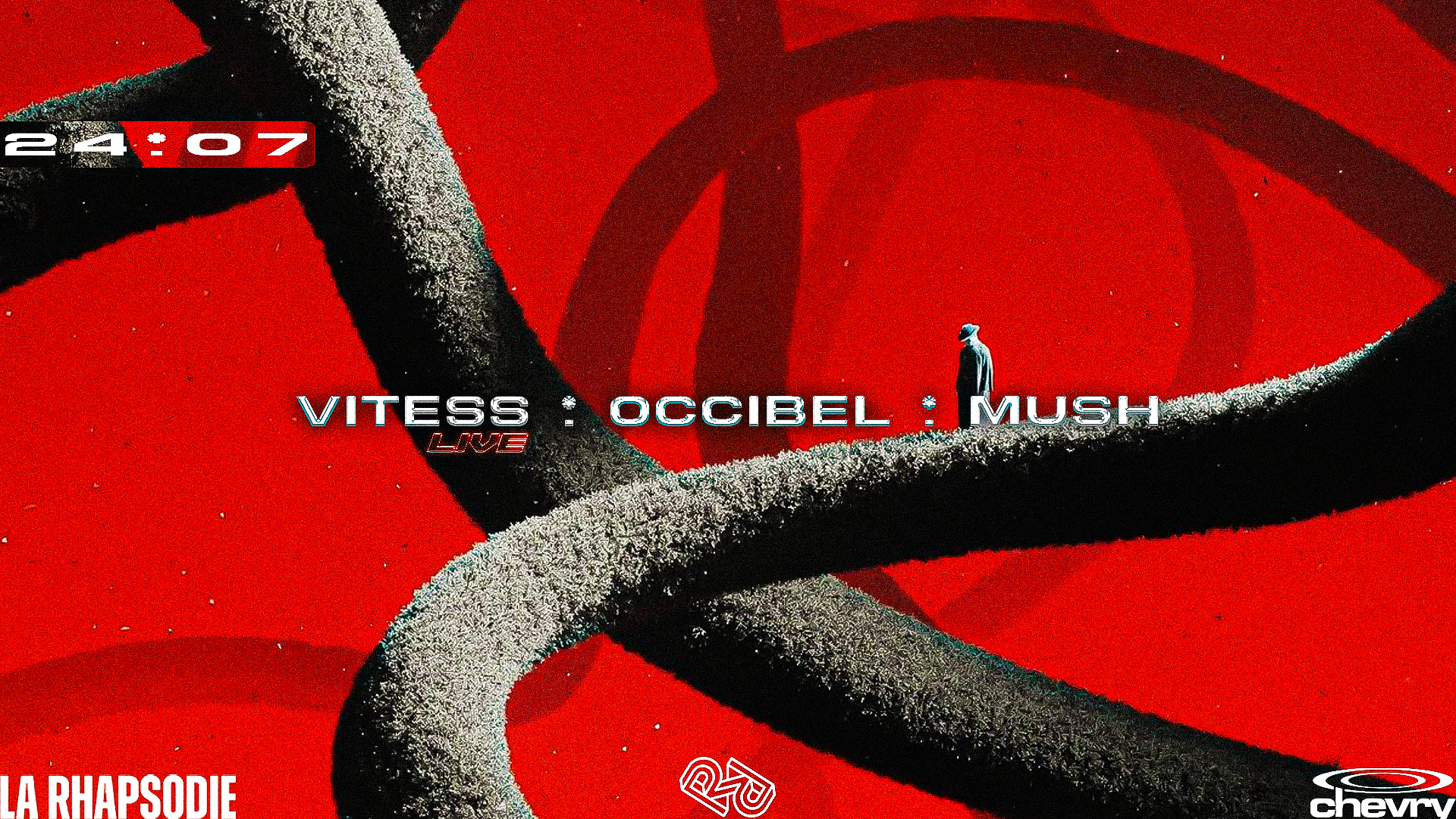 🔥 Chevry fait son retour sur la côte ouest le 24 juillet avec Vitess, Occibel & Mush pour un showcase exclusif à La Rhapsodie. Prends ta place et viens taper du pied toute la nuit 🎟️