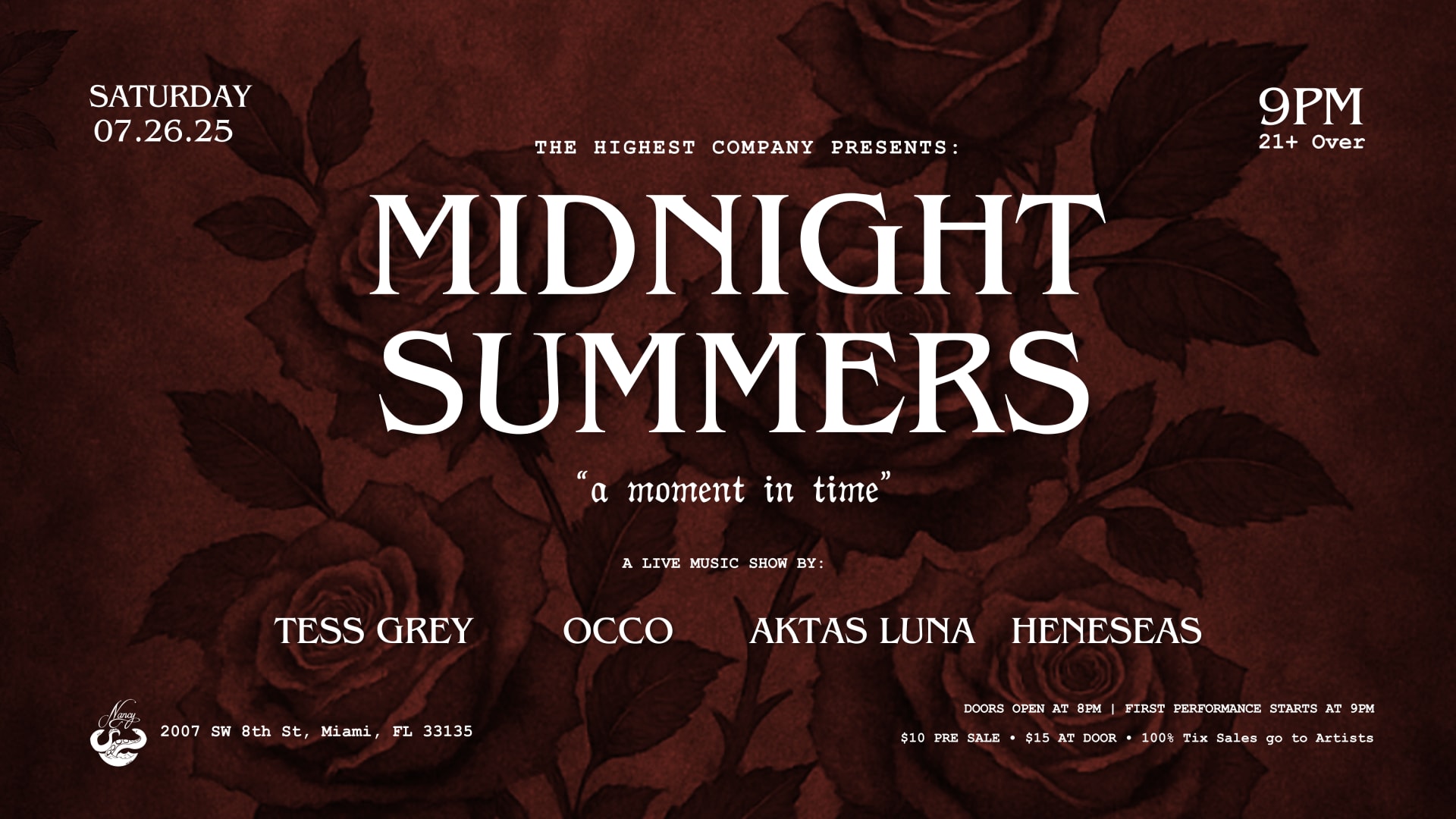 Midnight Summers Show W/ Tess Grey/Occo/Aktas Luna/Heneseas