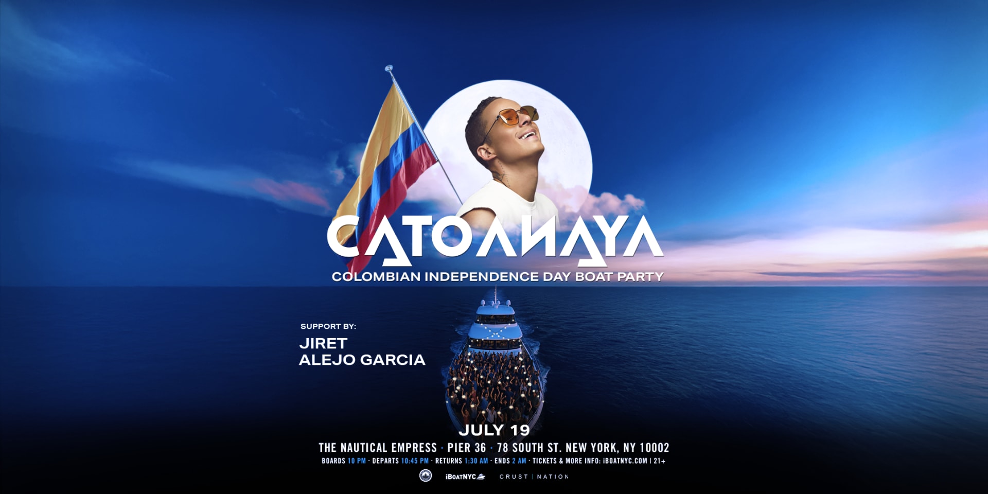 Cato Anaya & Friends Colombian Independence Boat Party