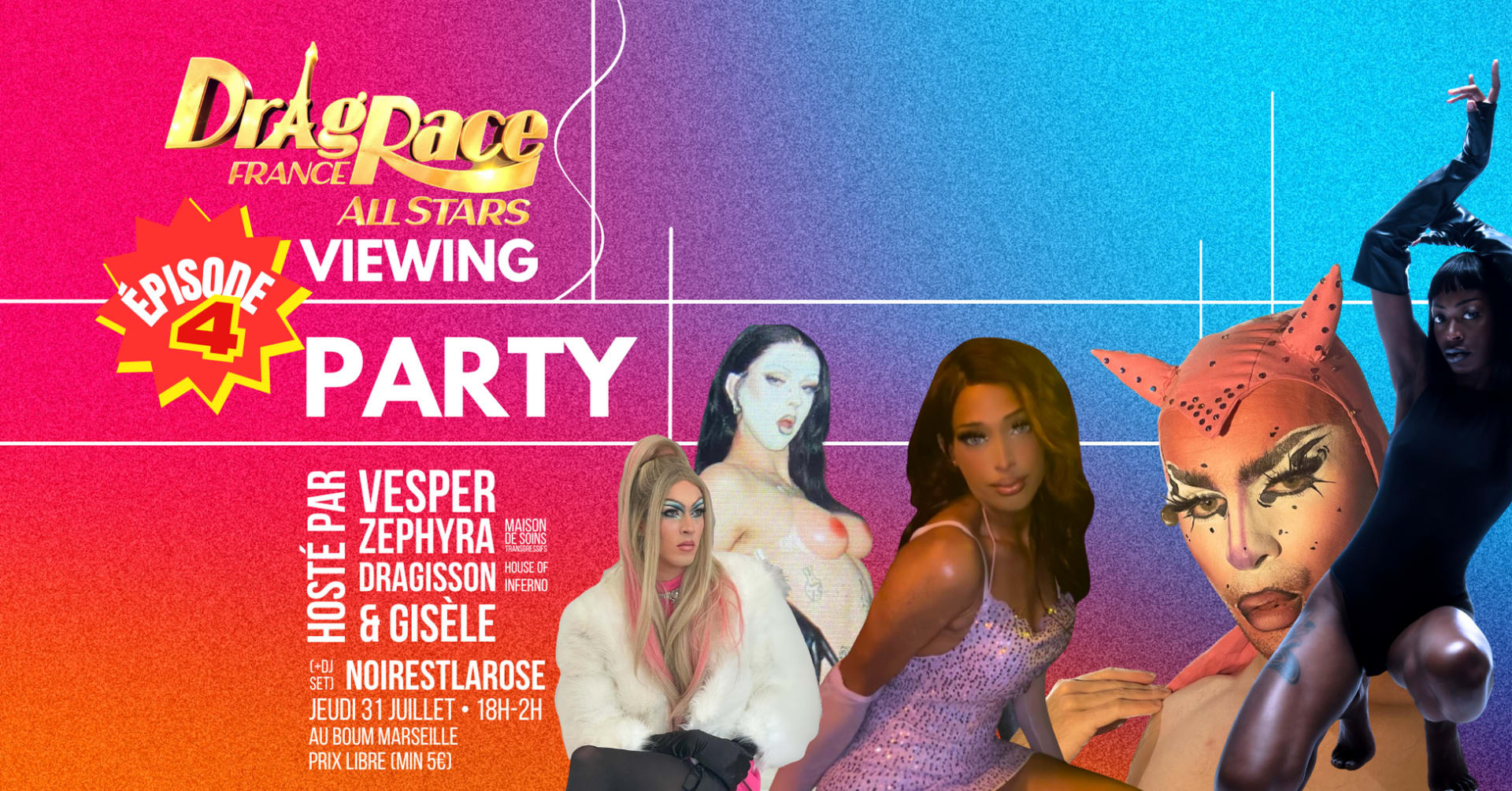 Viewing Party Drag Race France Ép4 + Drag Show + Dj Set