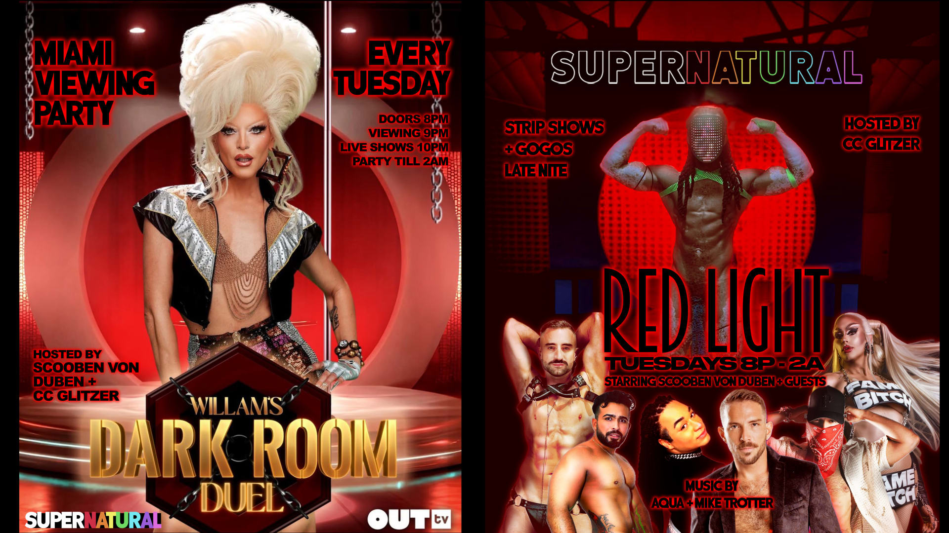 Redlight Tues: Dark Room Duel Viewing + Strips Shows + Gogos