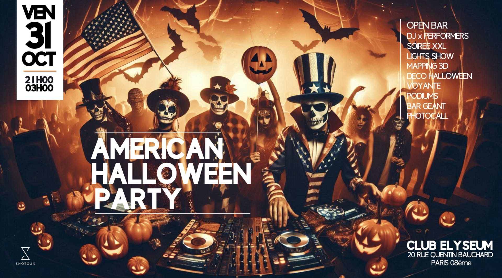 American Halloween Party - Clubbing Open Bar Paris 8ème