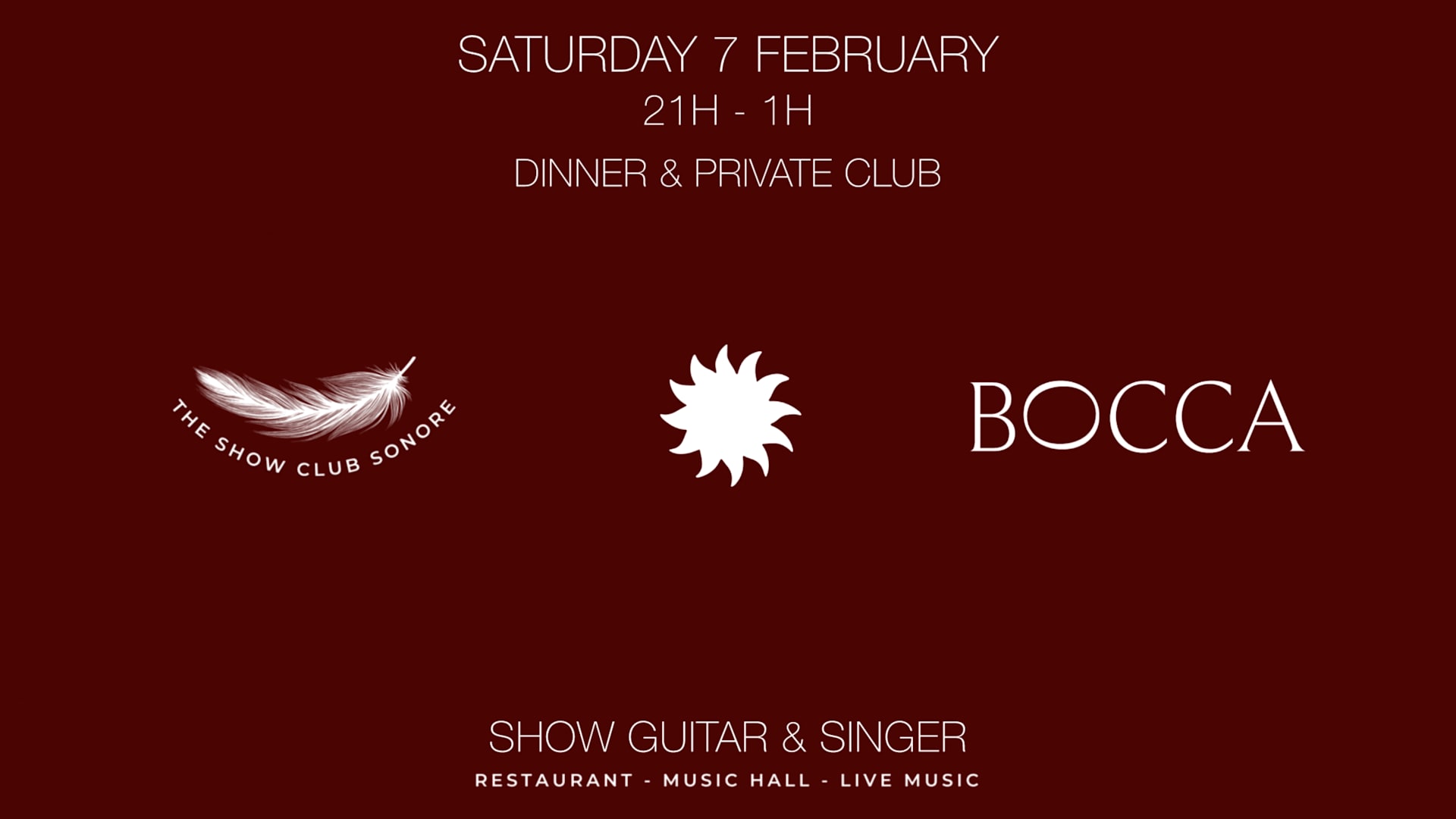 The Show Club Sonore X Bocca Nissa X Sam 13 Dec Show Singer