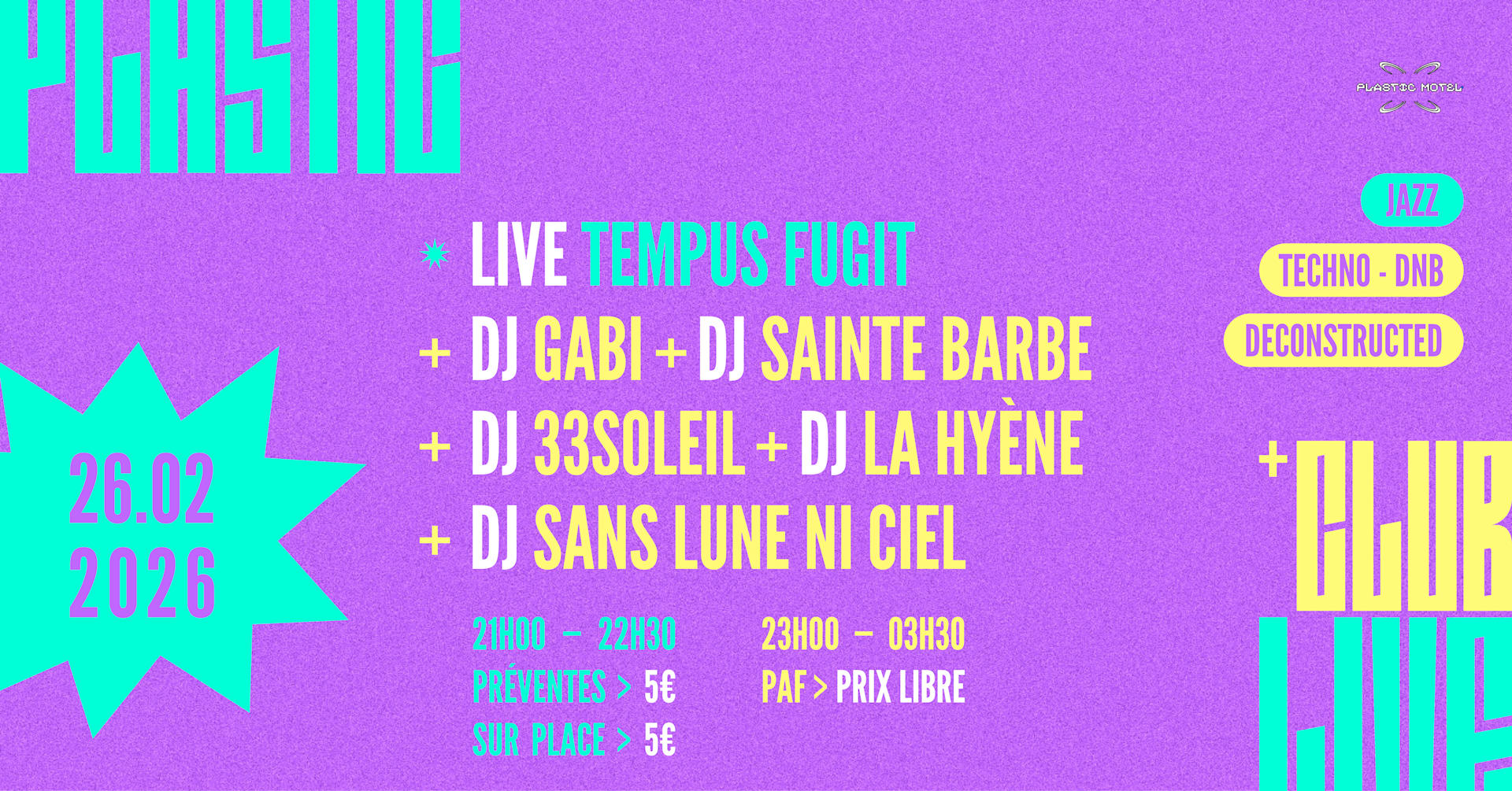 Plastic Live+Club W/ Tempus Fugit /+/ Peste Sauvage