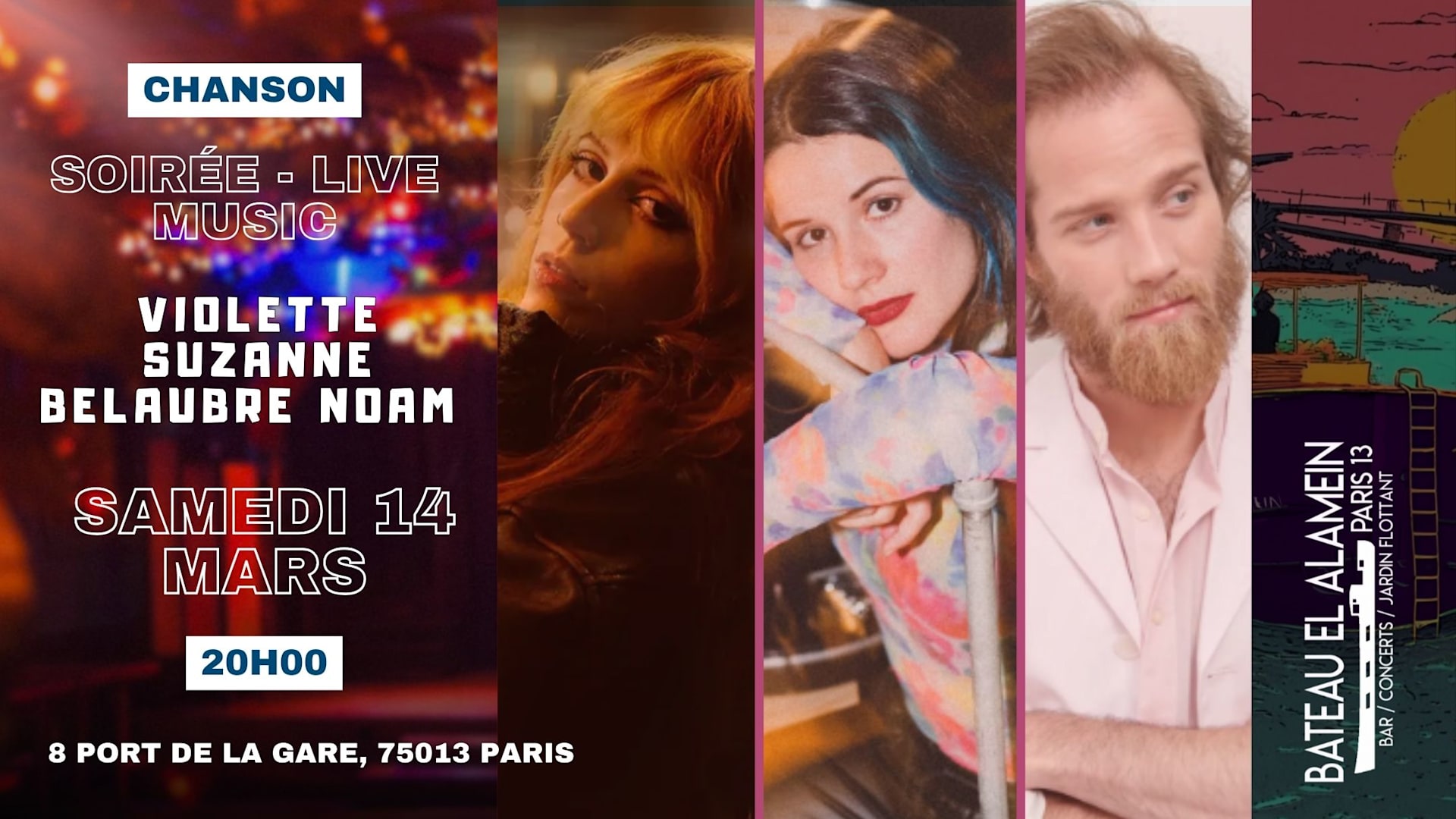 Sam 14/03 : Suzanne Belaubre + Violette + Noam