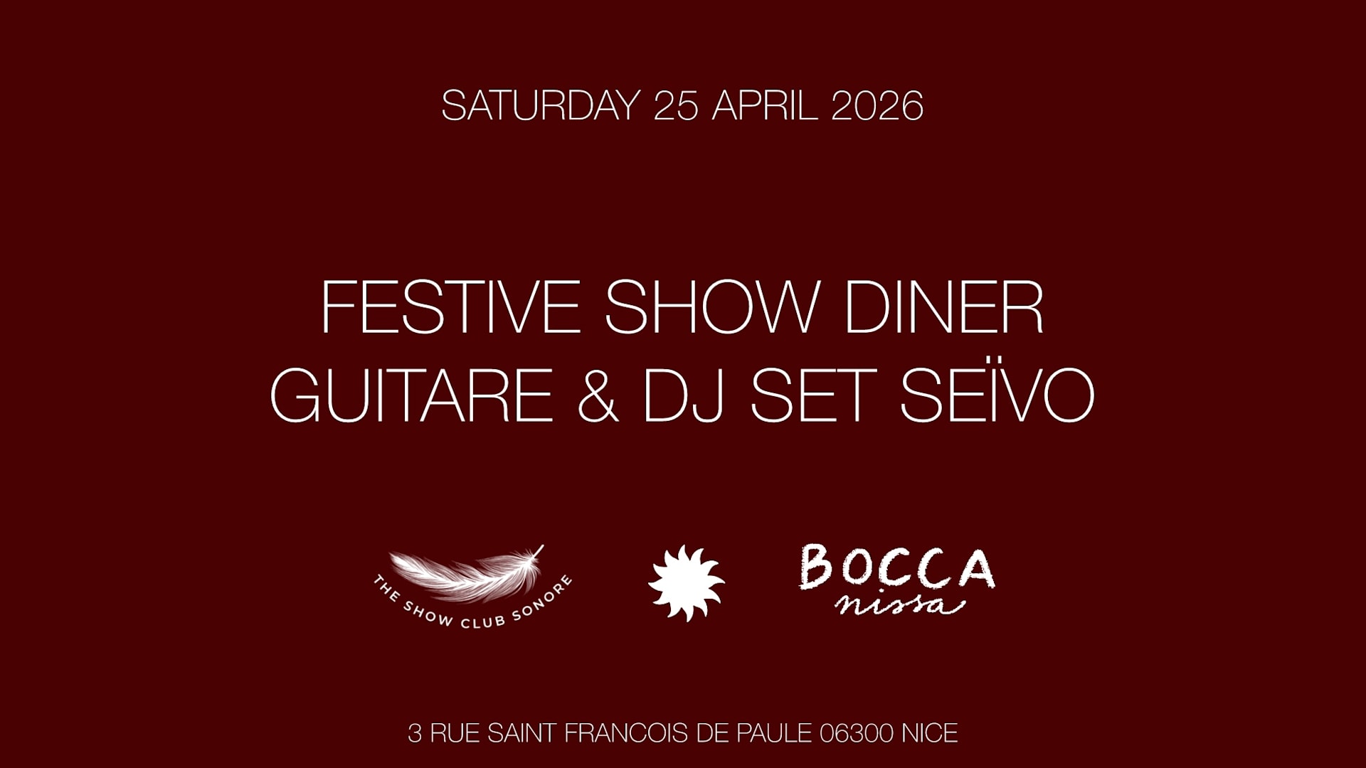 The Show Club Sonore X  Bocca Nissa X Sam 25 Avril