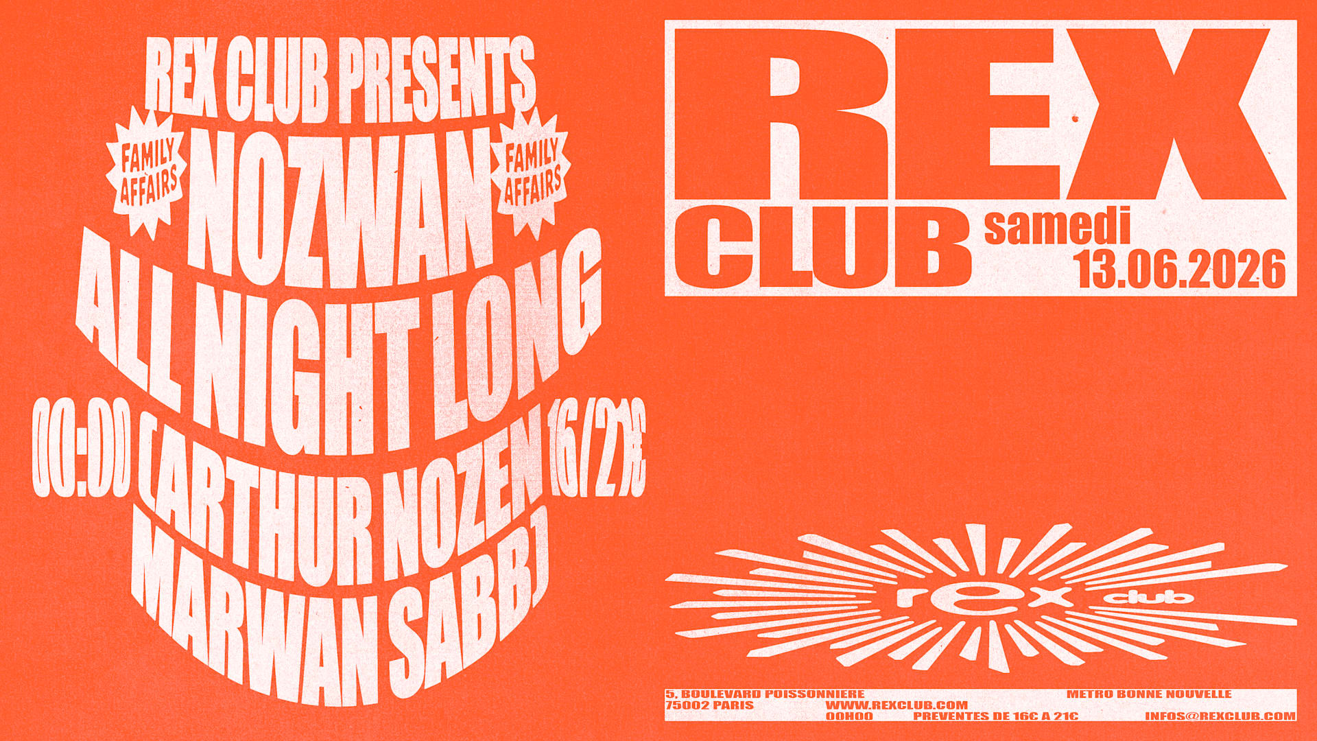 Rex Club Presents: Nozwan (Arthur Nozen & Marwan Sabb)  Anl