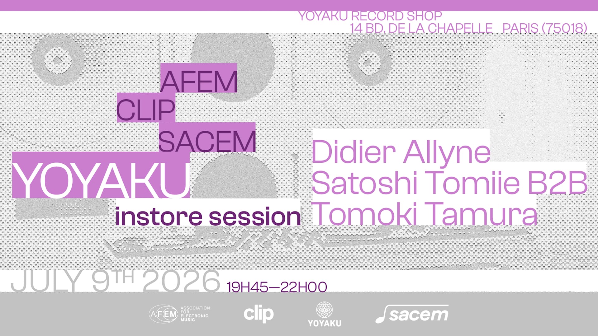 Instore Session With Satoshi Tomiie B2b Tomoki Tamura & More
