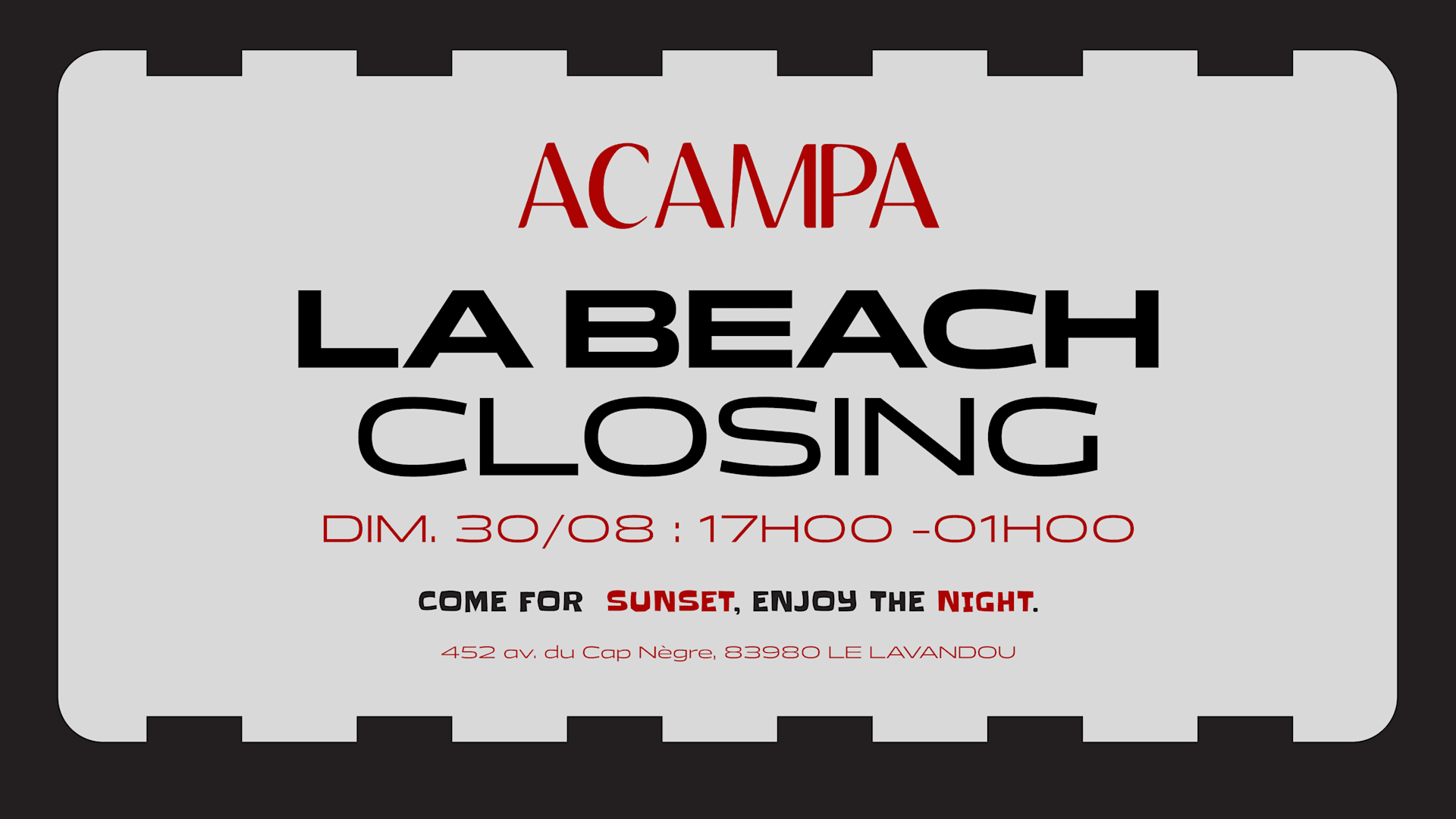 Closing La Beach Acampa
