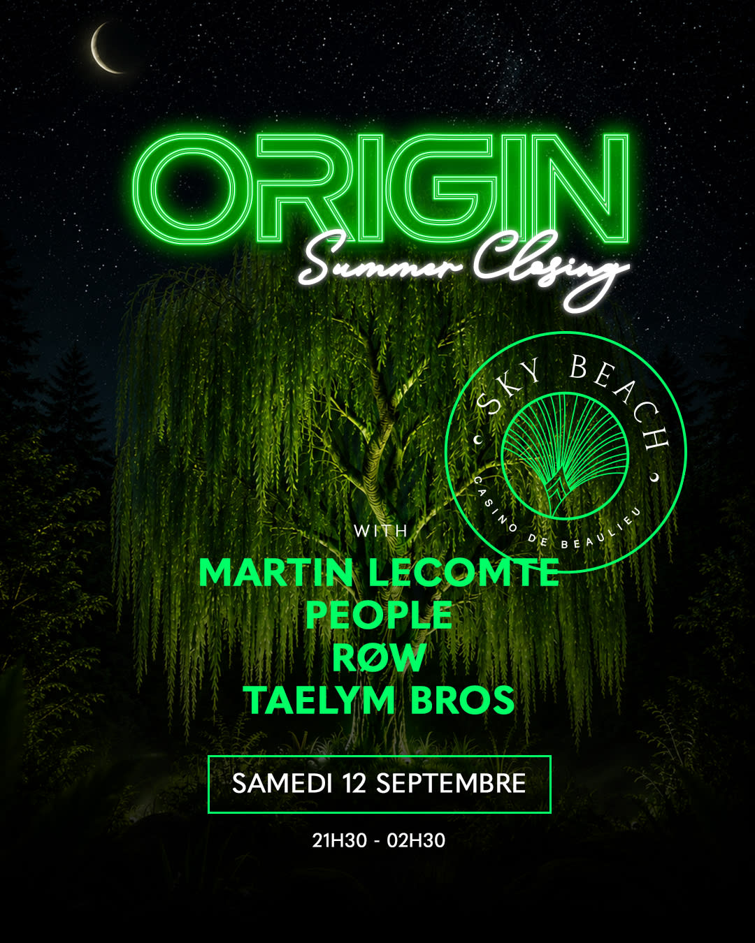 Skybeach X Origin : Samedi 12 Septembre