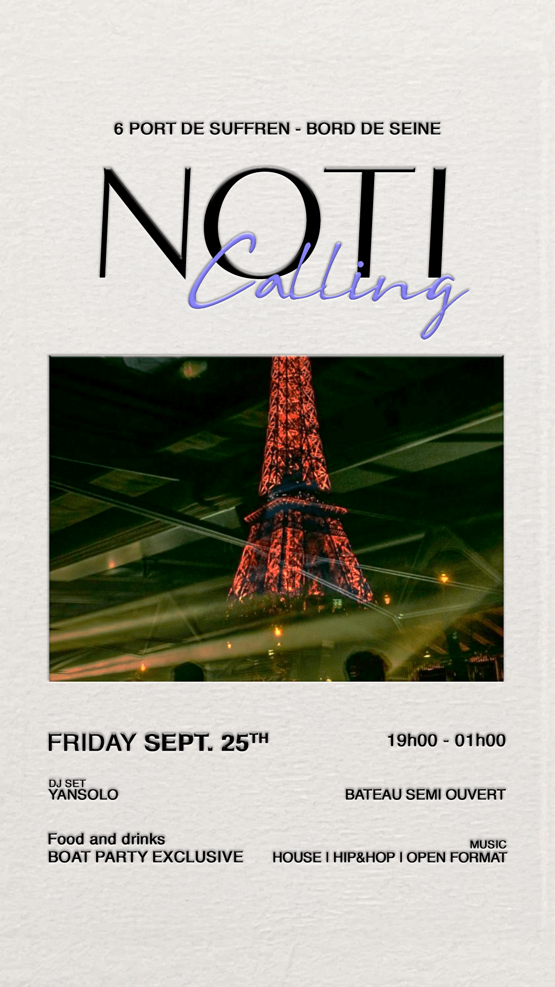 Noti Calling 25/09 — Sunset Boat Party